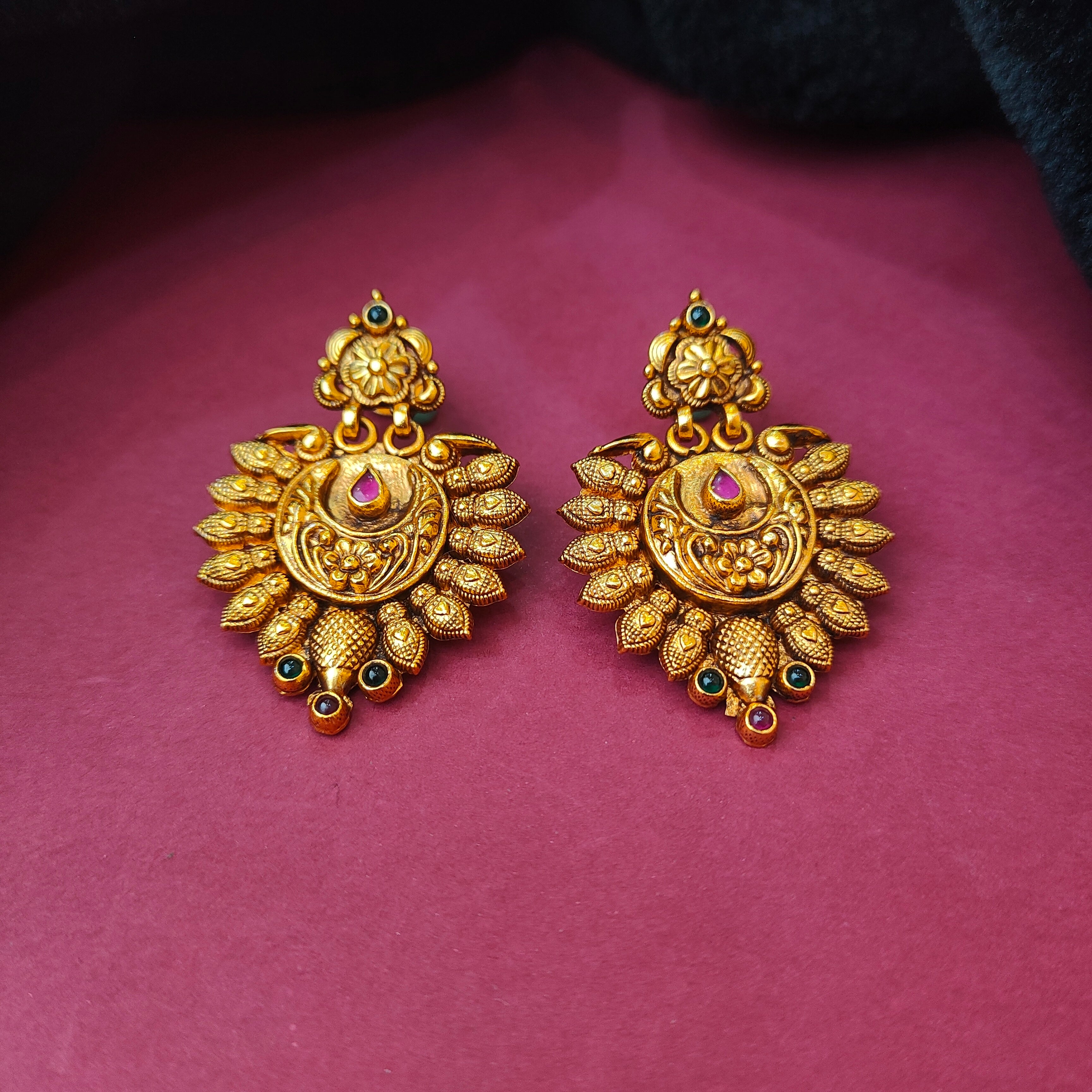 925 Silver Nakshi Earrings - 0189