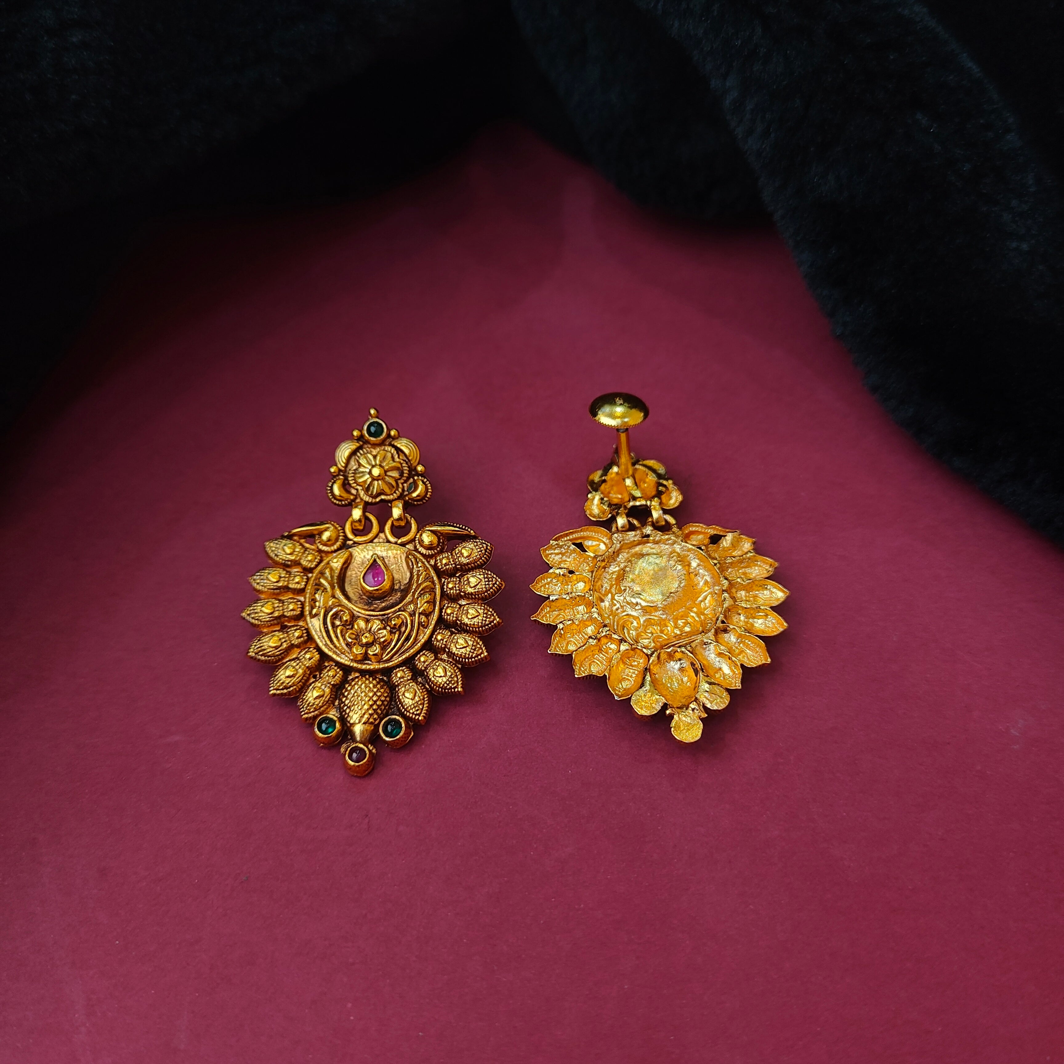 925 Silver Nakshi Earrings - 0189