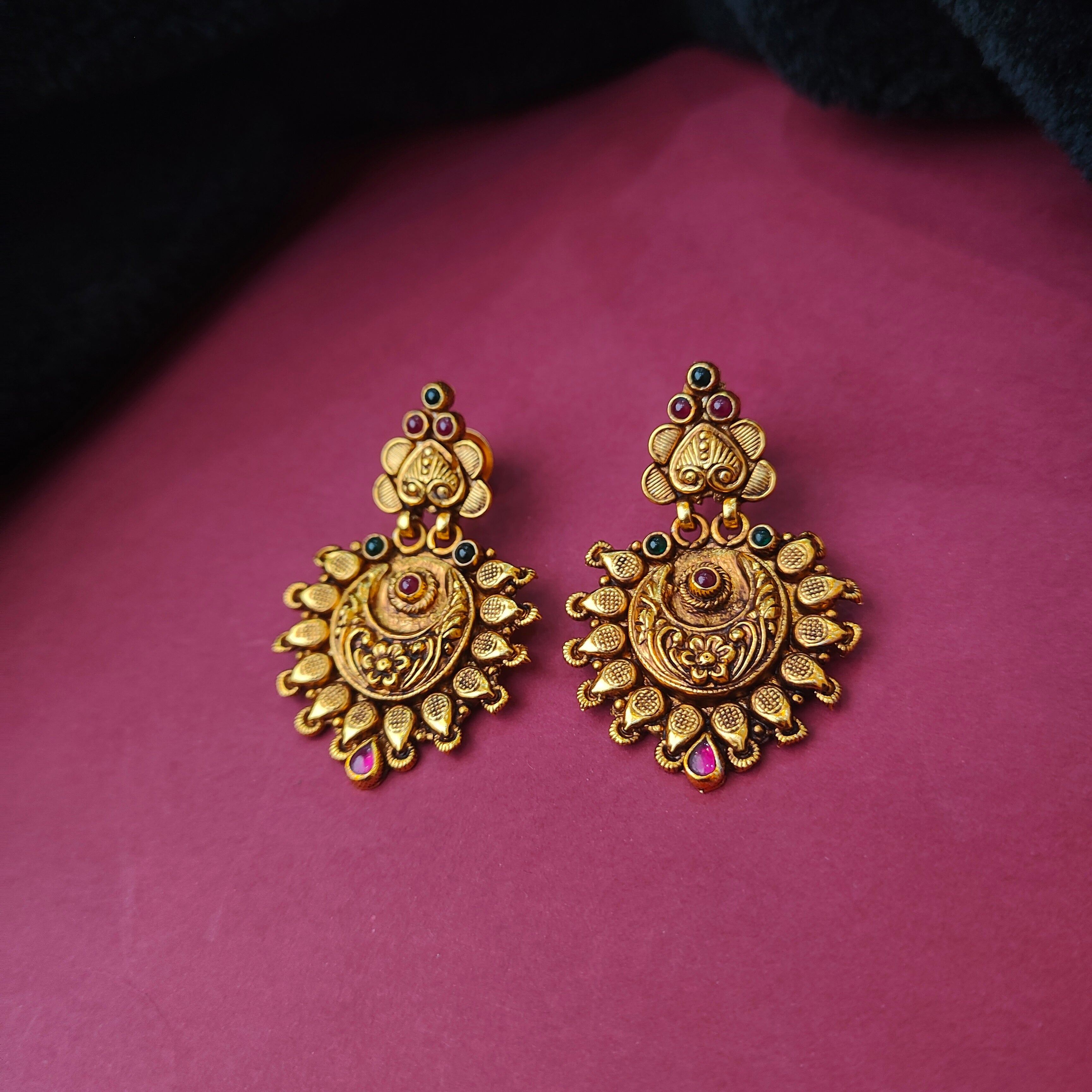 925 Silver Nakshi Earrings - 0186
