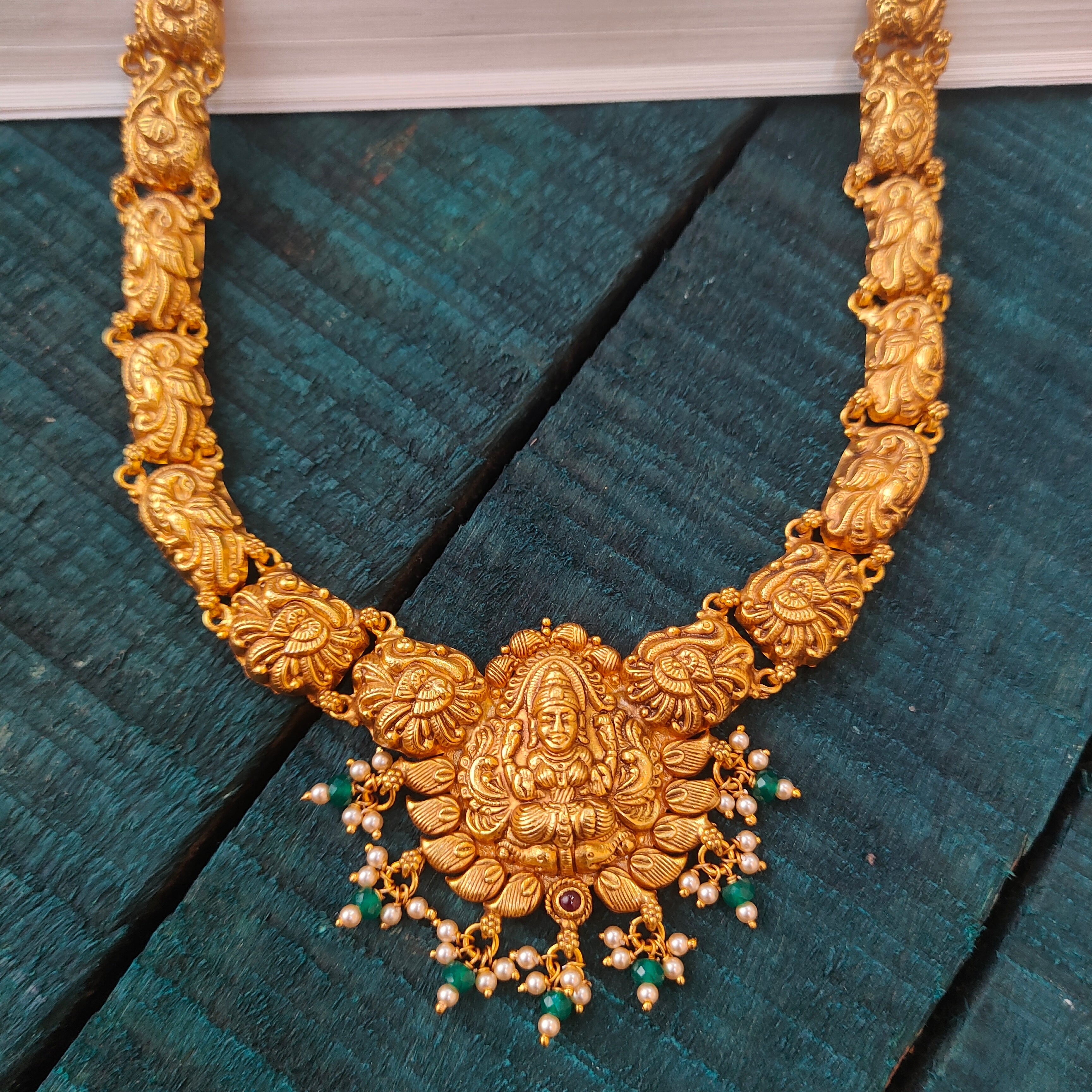 925 Silver Gold Plated Nakshi Lakshmi  Haram-0531