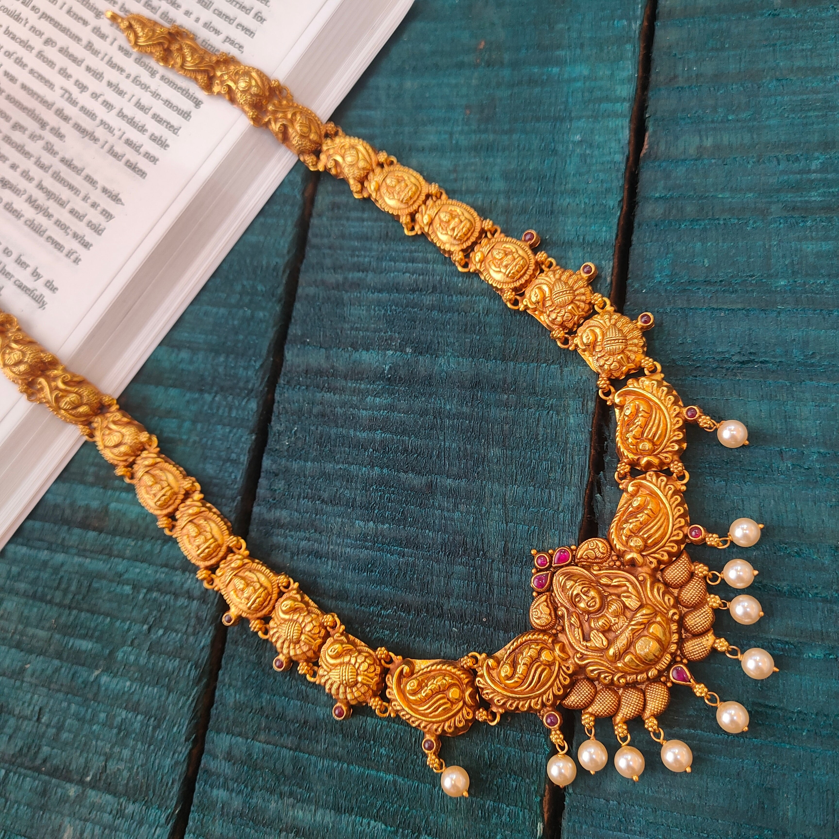 925 Silver Gold Plated Nakshi Lakshmi  Haram-0532