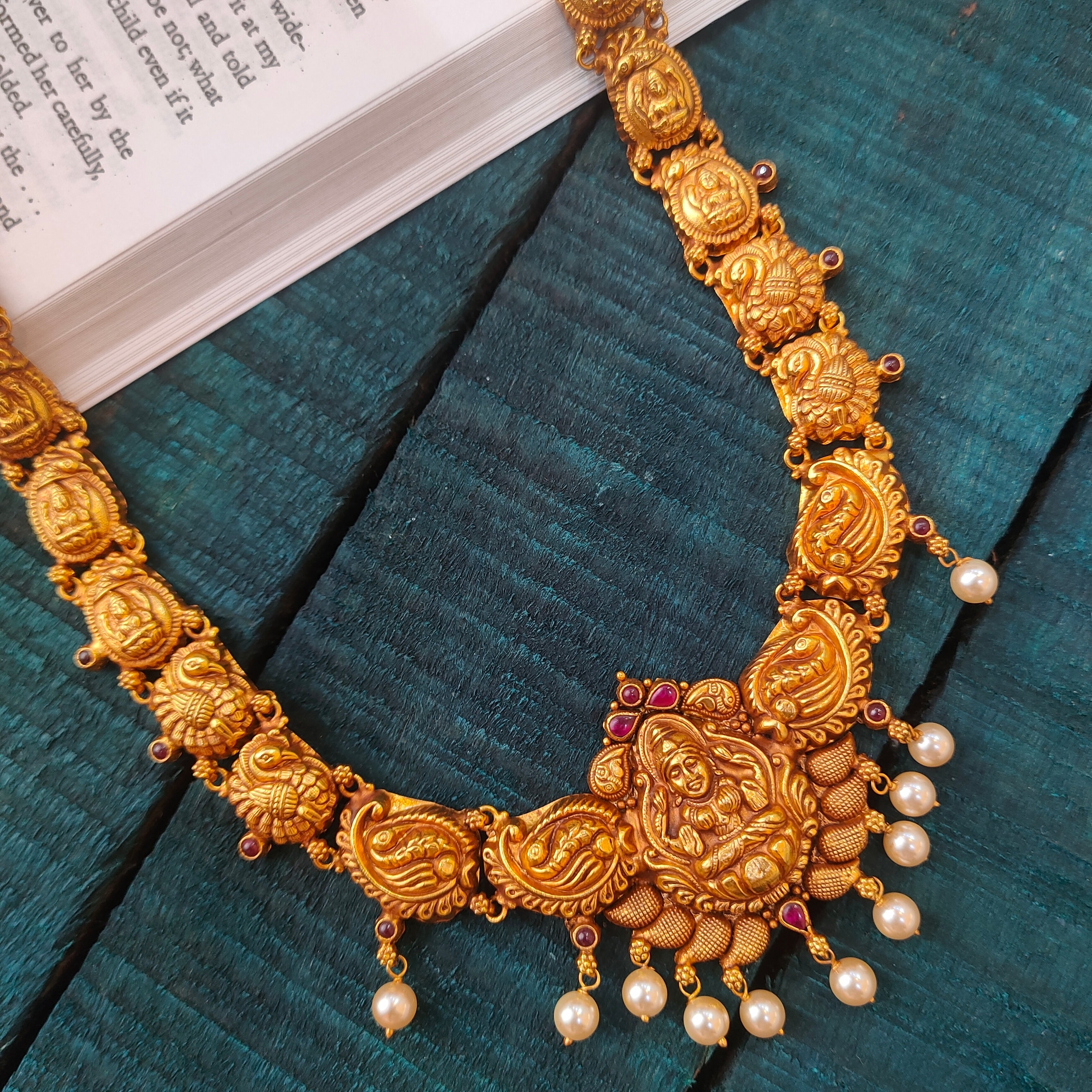 925 Silver Gold Plated Nakshi Lakshmi  Haram-0532