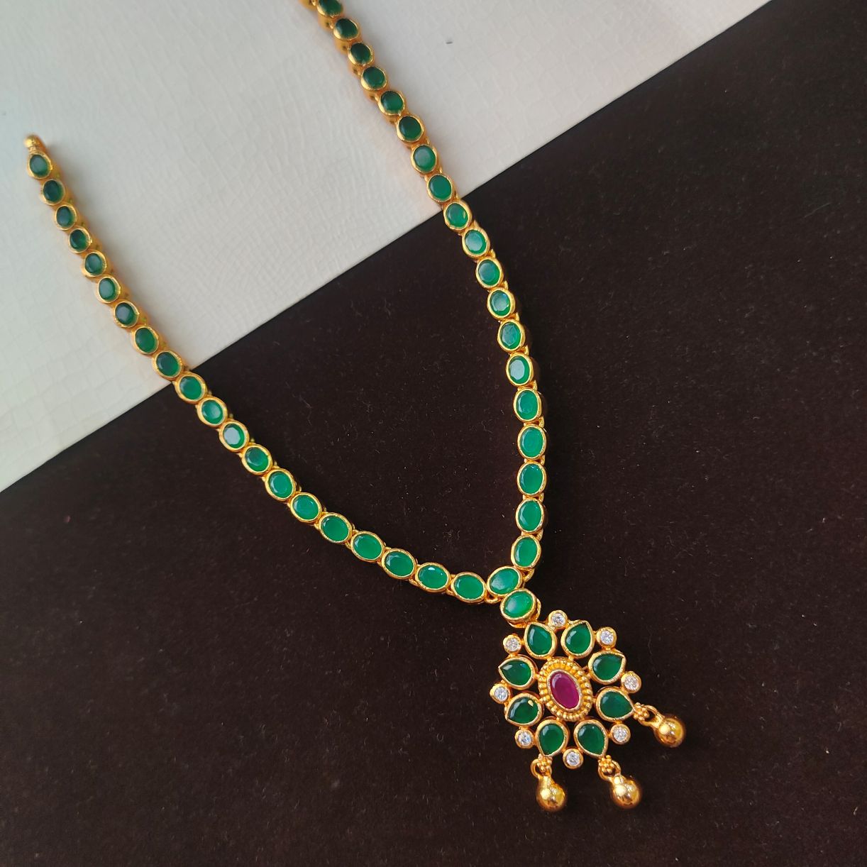 925 Silver Gold Plated  Dual Necklace -0512