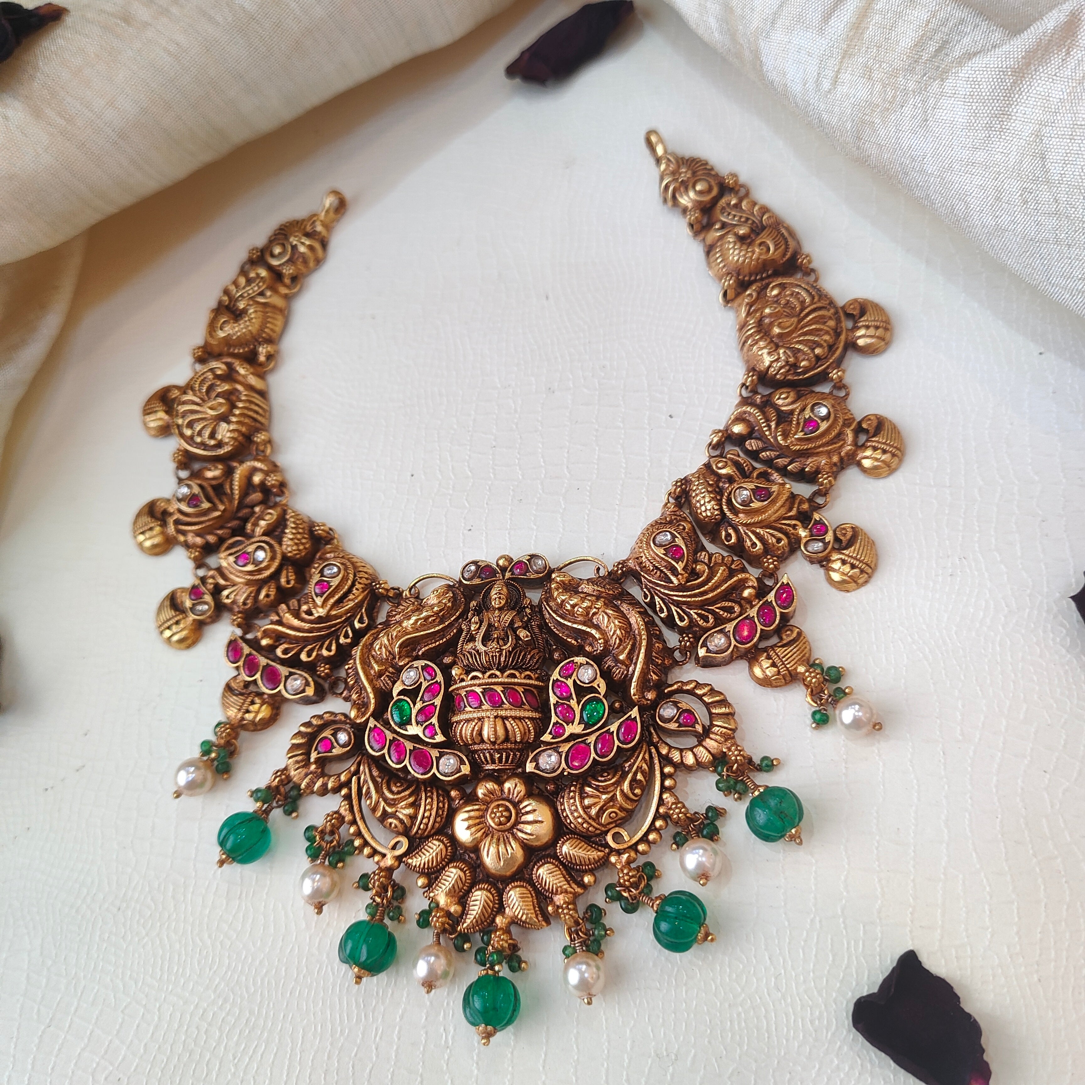 Kanya Silver Kundan Nakshi Necklace - 0029