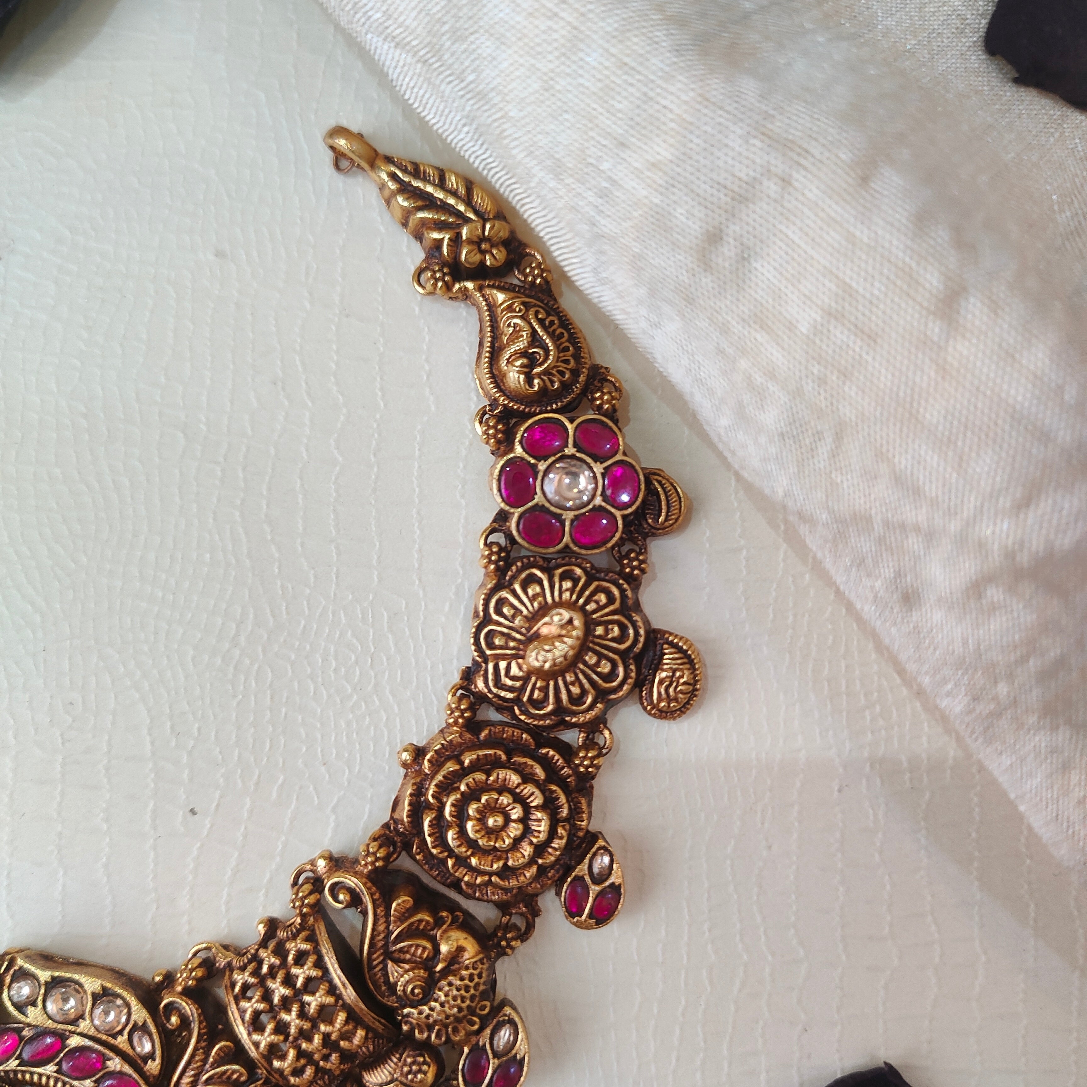 Kamalasana Silver  Kundan Nakshi Necklace - 0033