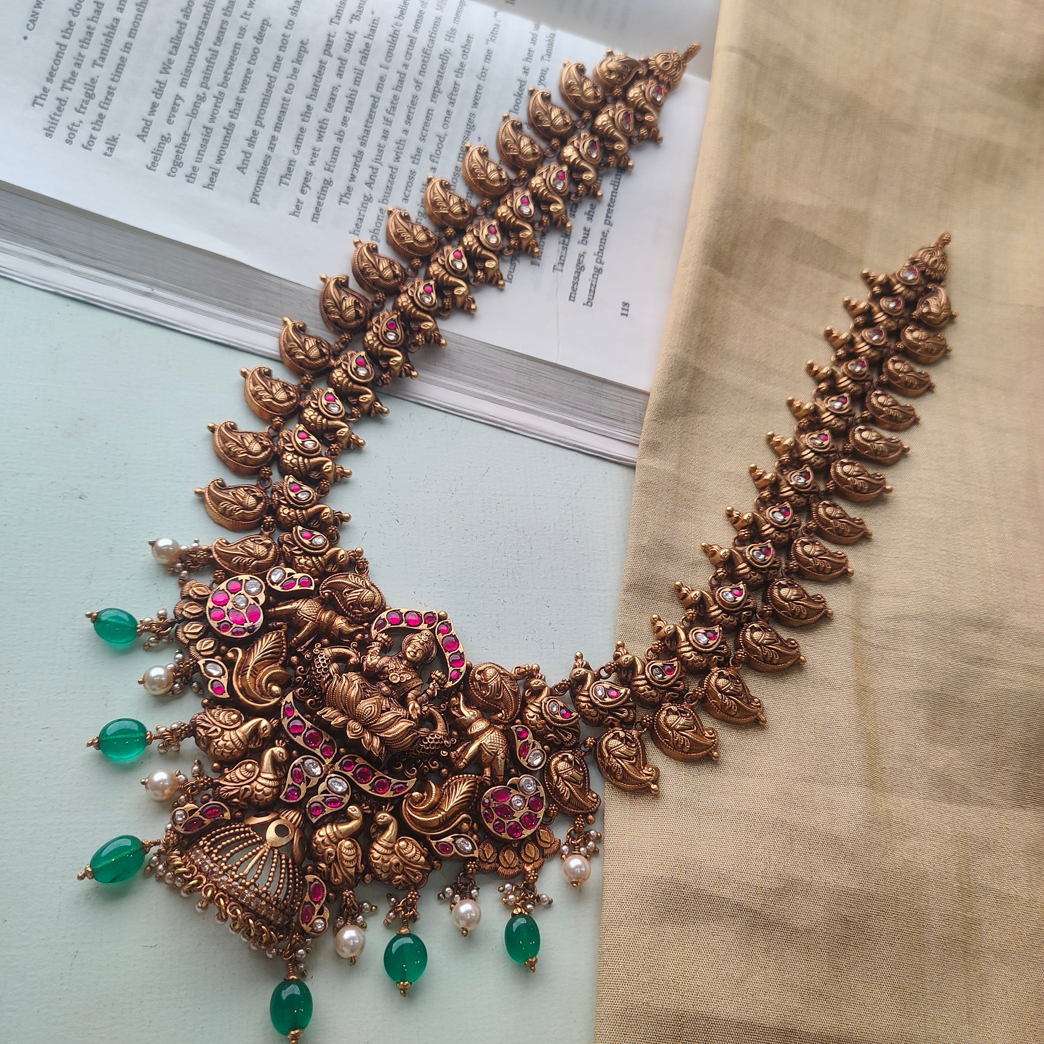 Kamalatmika Silver Nakshi Kundan Haram - 0036