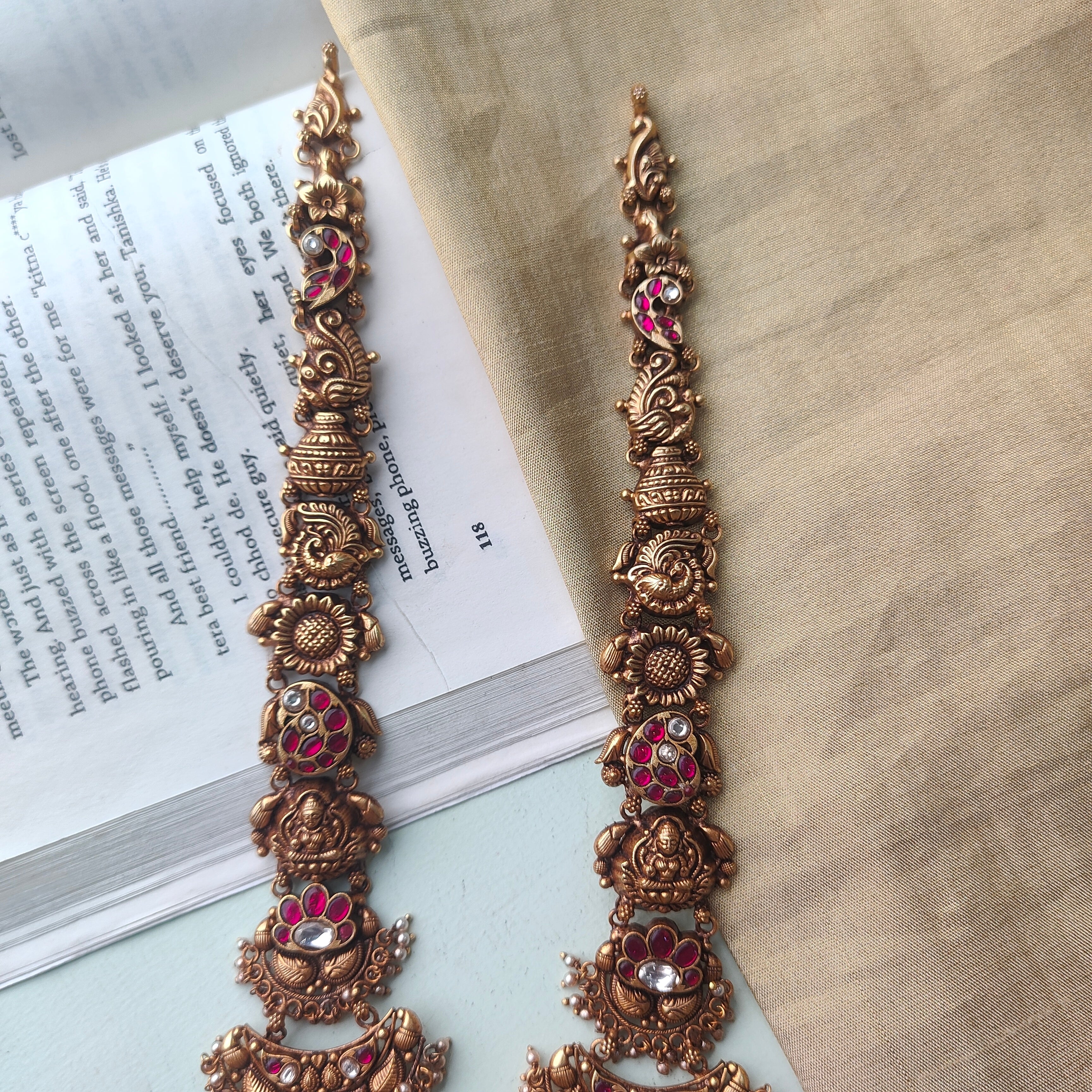 Perumal Silver Nakshi Kundan Haram - 0038