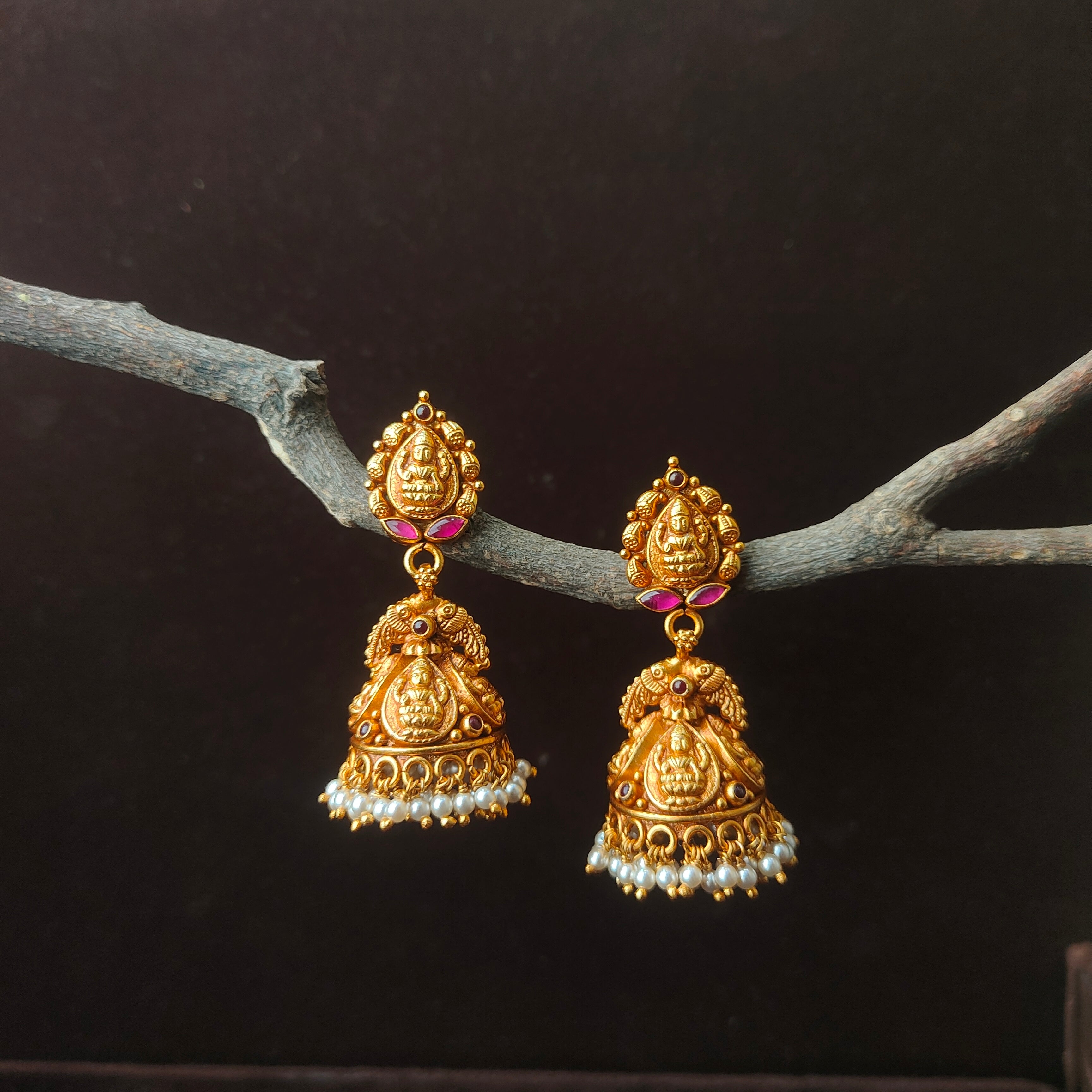 Maheshwari Silver Nakshi Jhumka - 0060