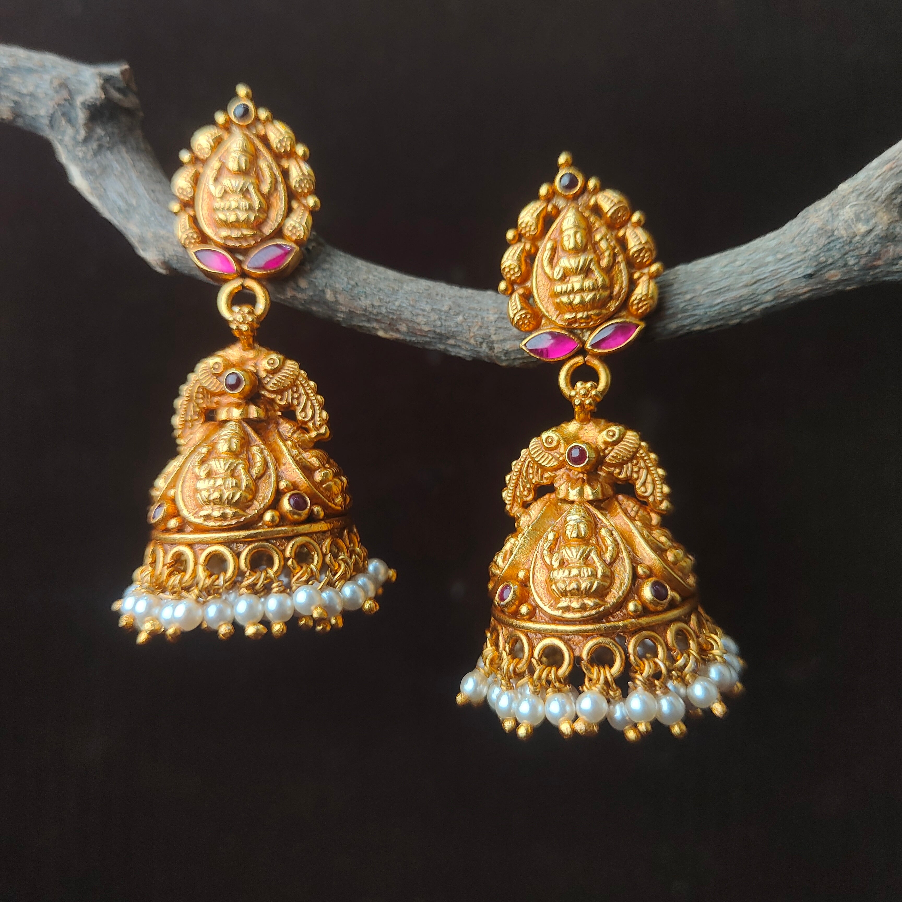 Maheshwari Silver Nakshi Jhumka - 0060