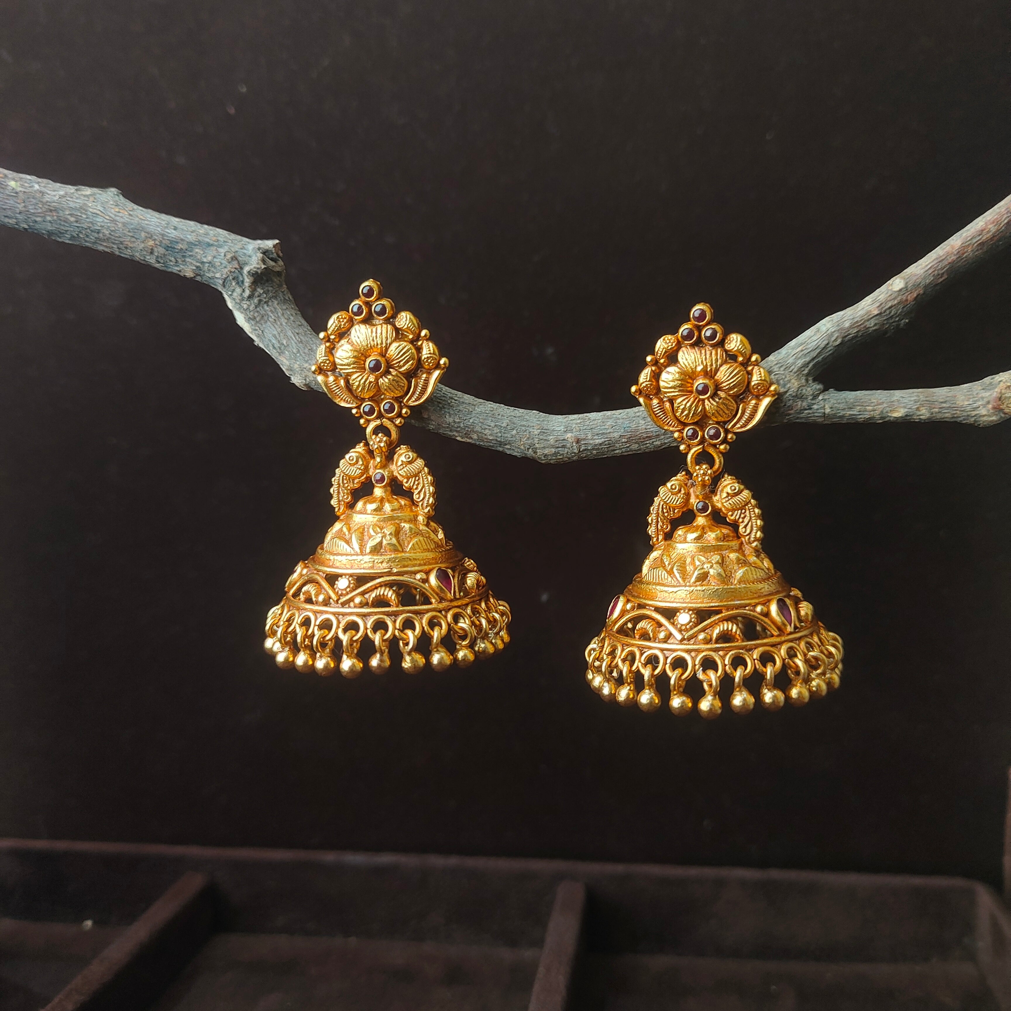 Pushpam Silver Nakshi Jhumka - 0057