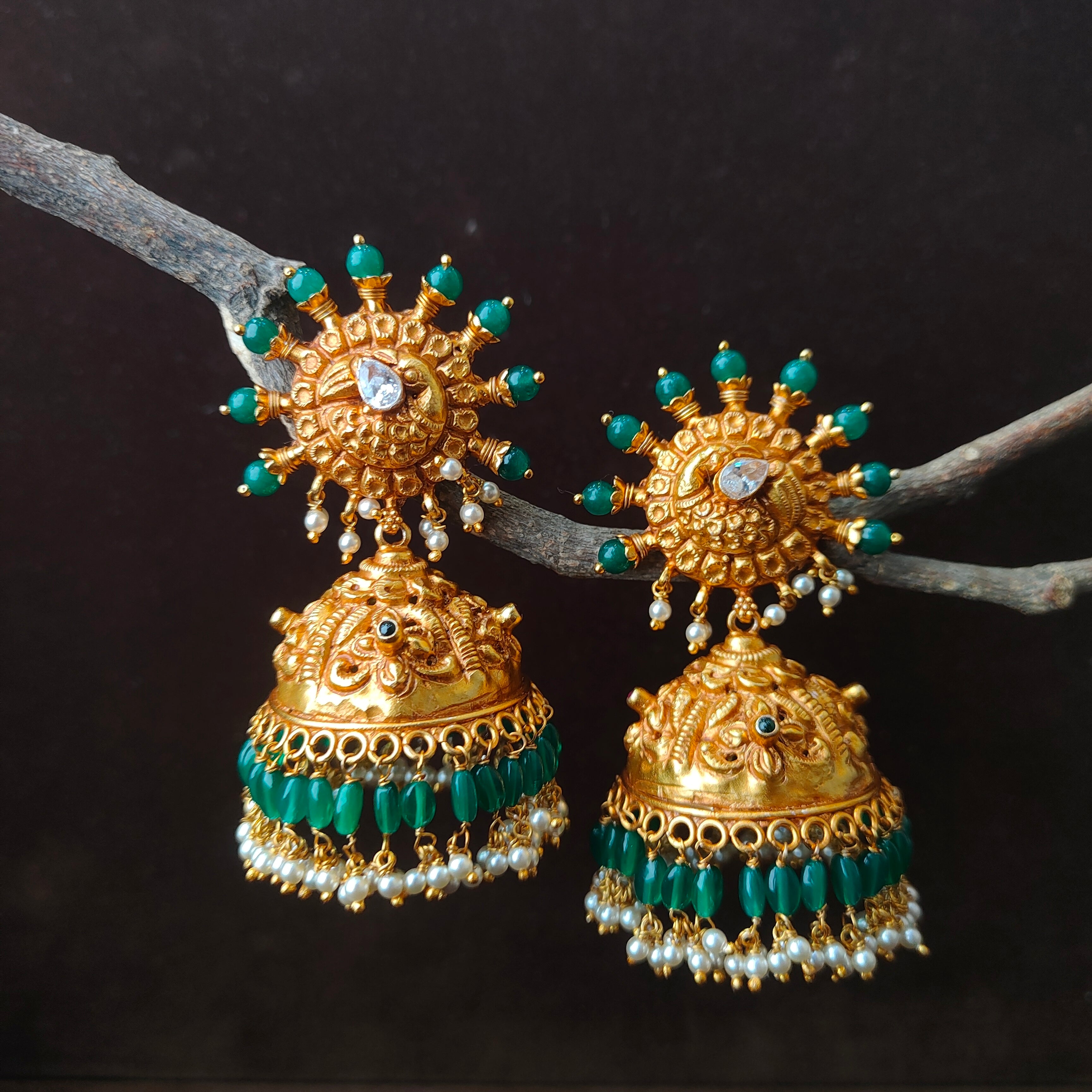 Jumbo Silver Peacock Jhumka - 0052