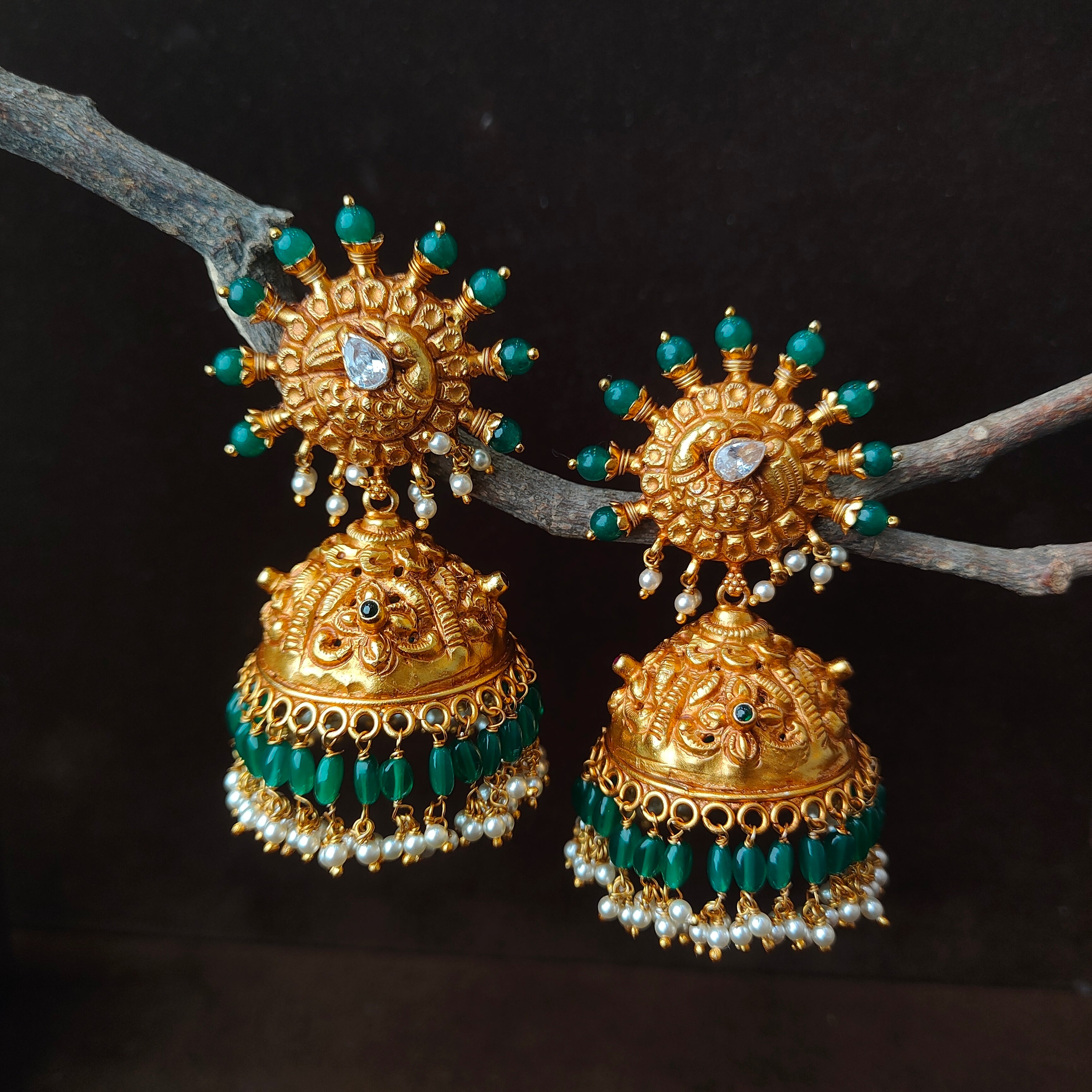 Jumbo Silver Peacock Jhumka - 0052