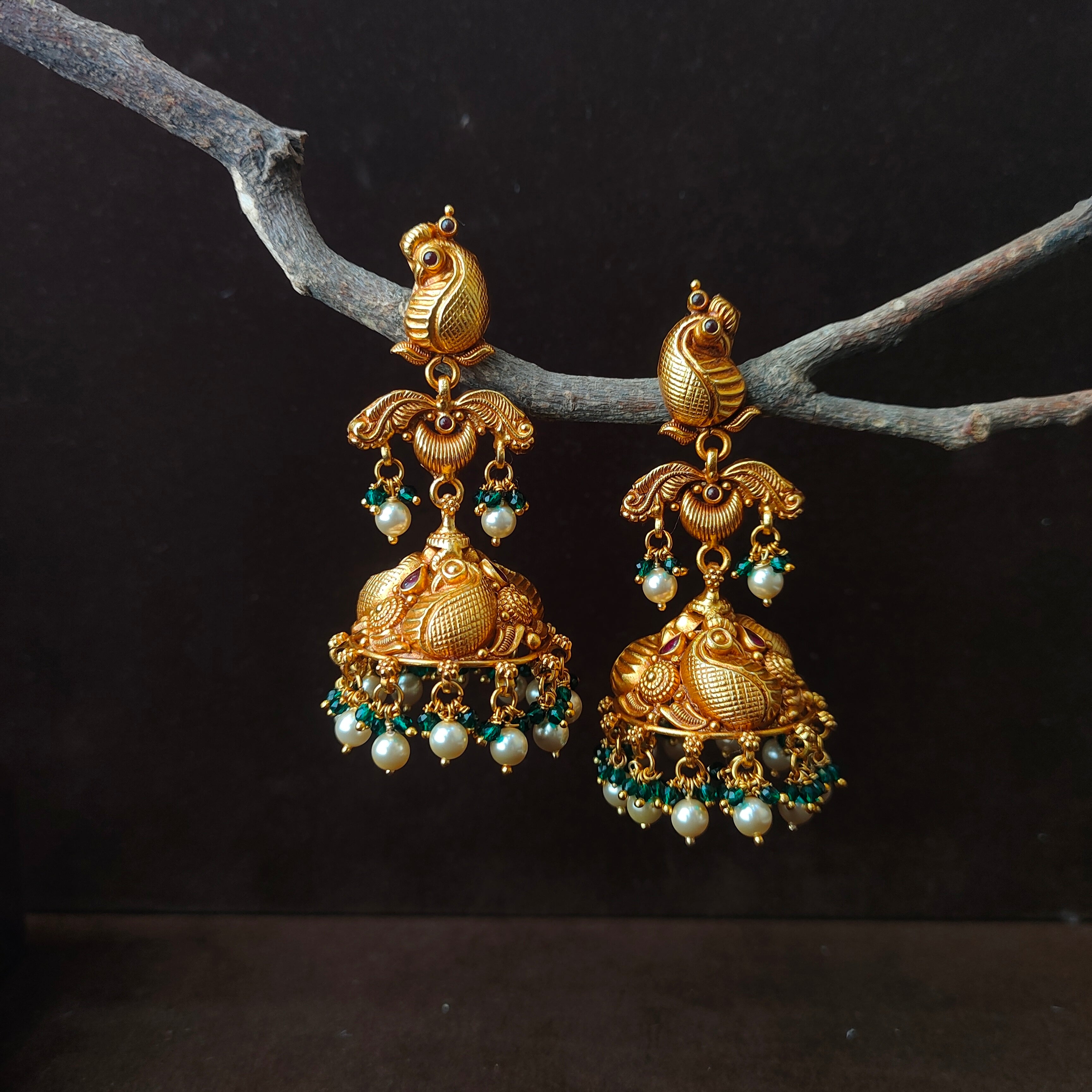 Peacock Layer Nakshi Jhumka - 0053