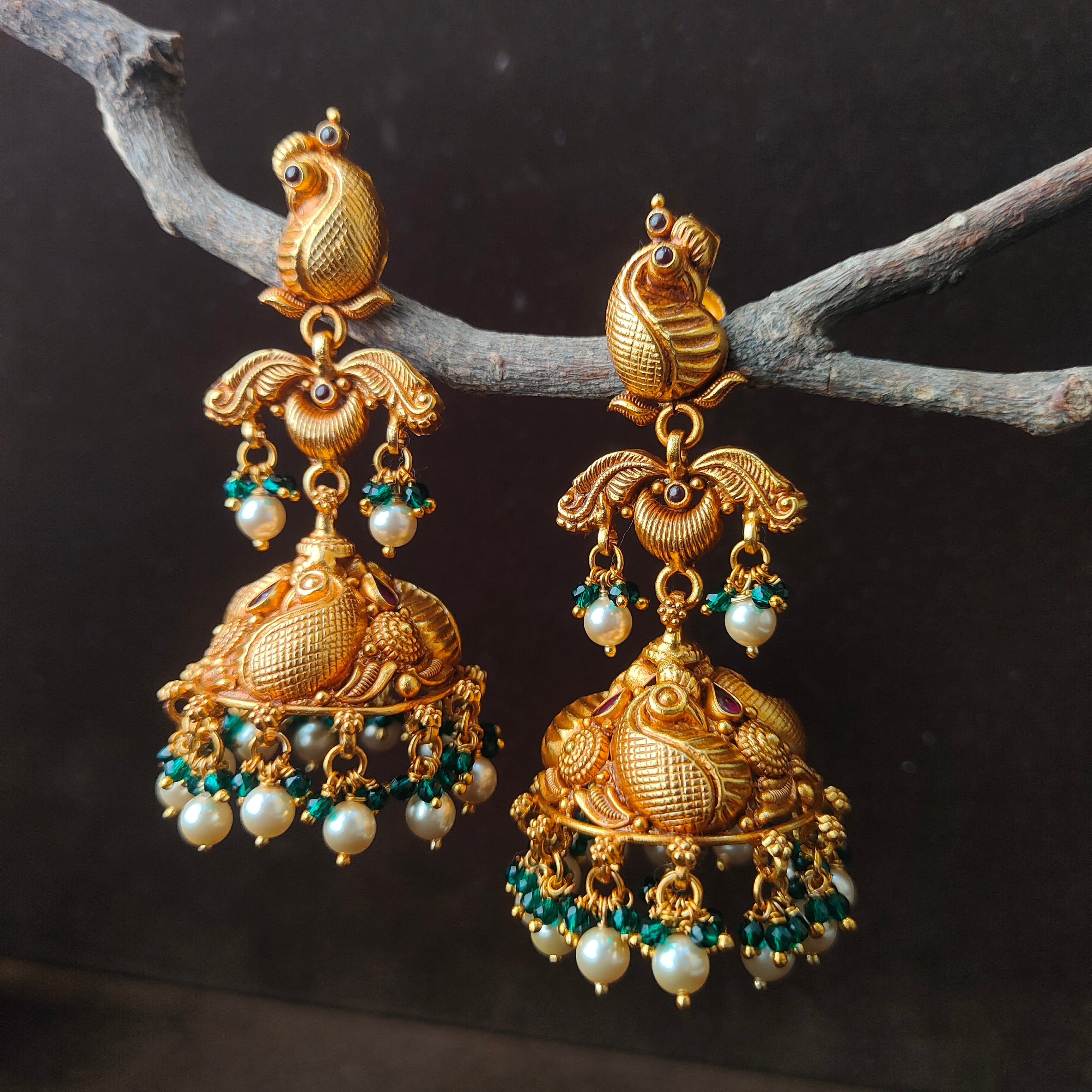 Peacock Layer Nakshi Jhumka - 0053