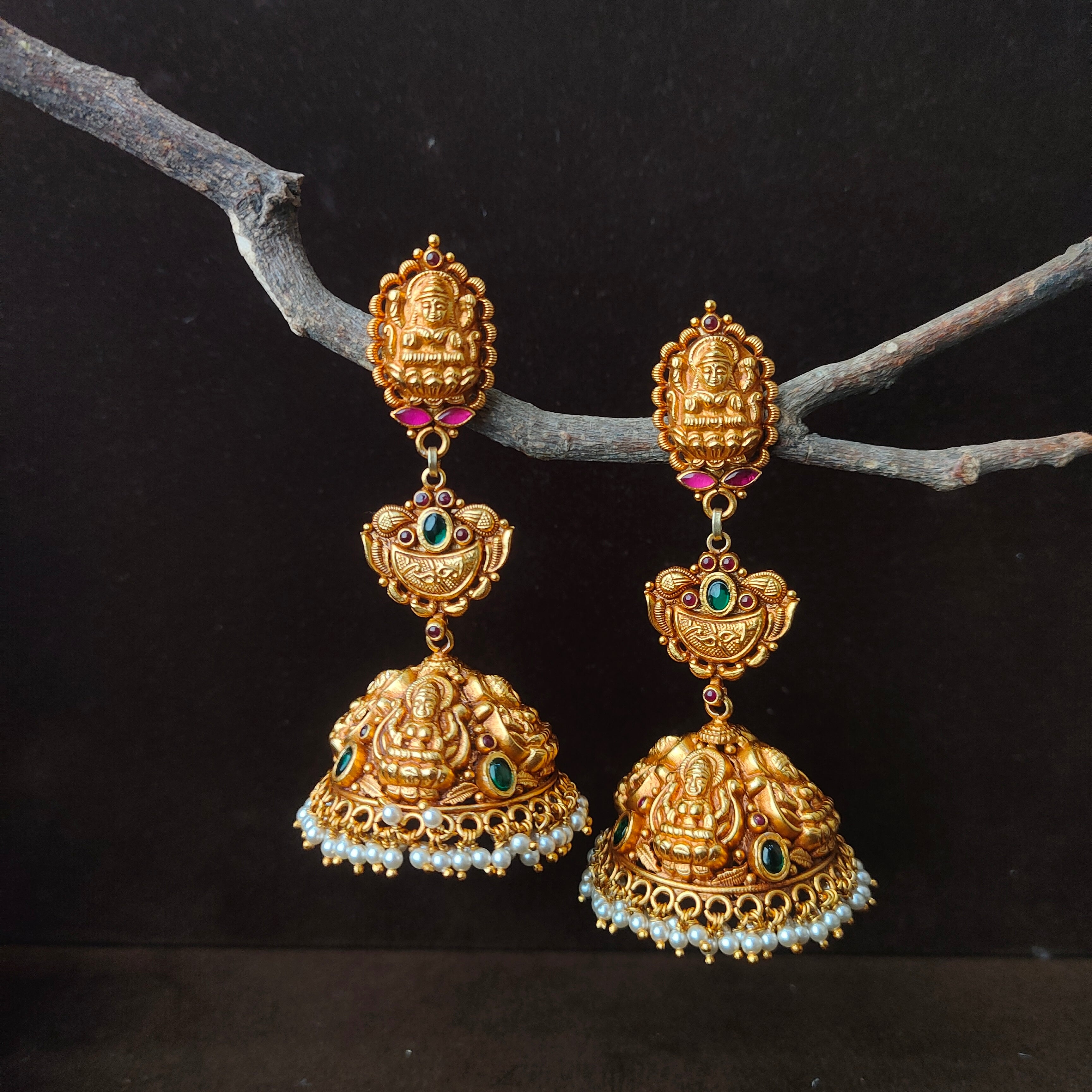 Layered Lakshmi Silver Jhumka  - 0054