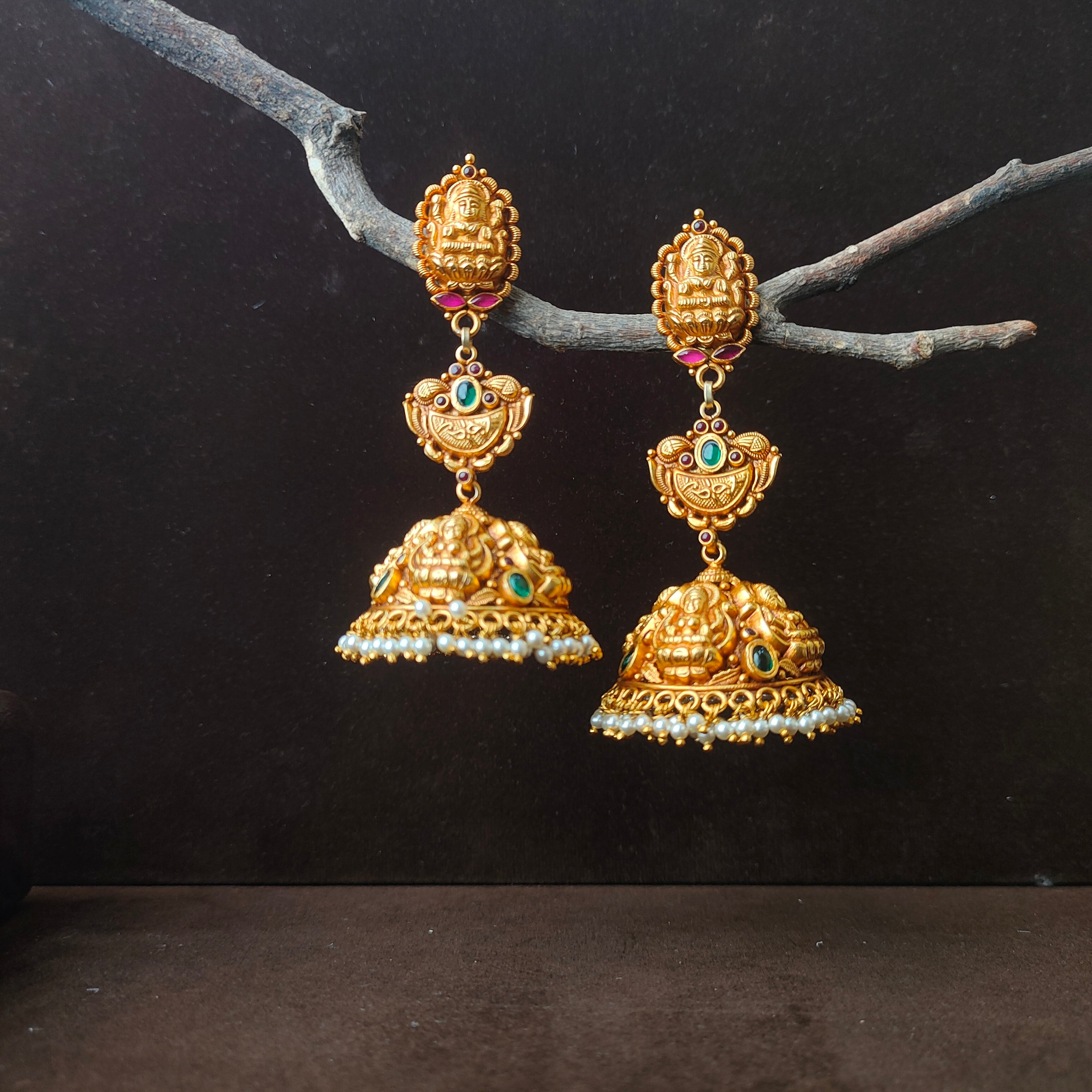 Layered Lakshmi Silver Jhumka  - 0054