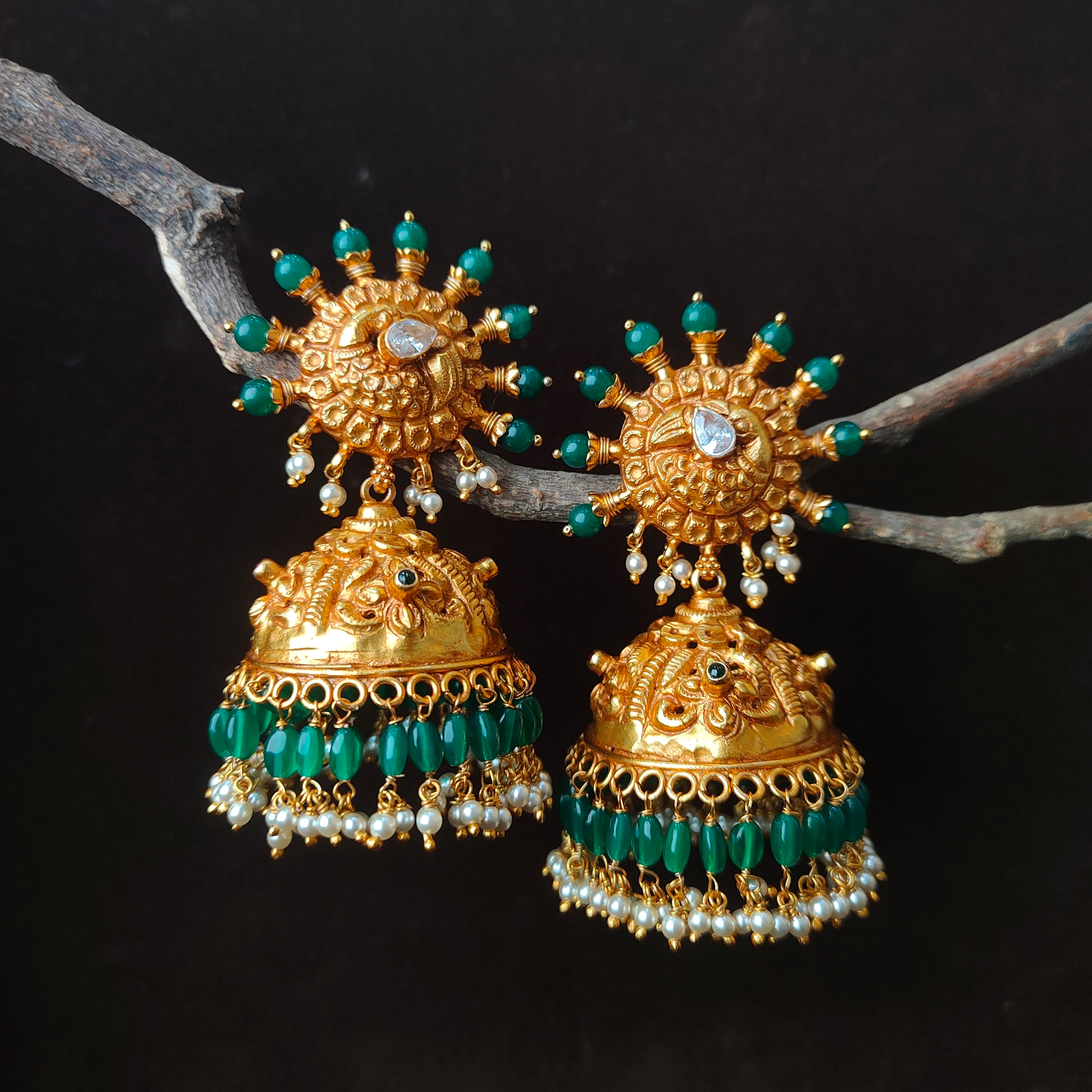 Jumbo Silver Peacock Jhumka - 0052
