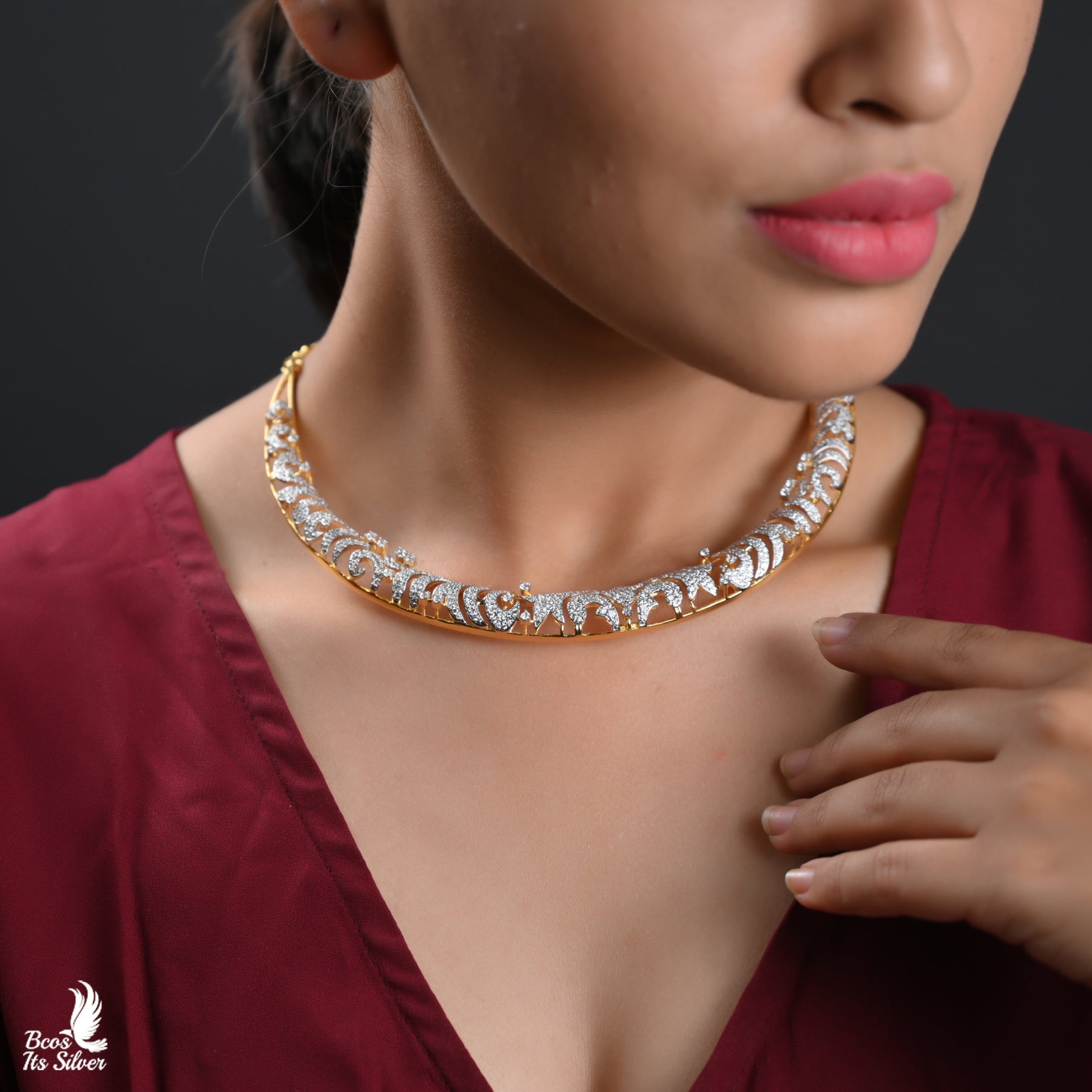 Theia Diamond Look Kante Necklace - 5807