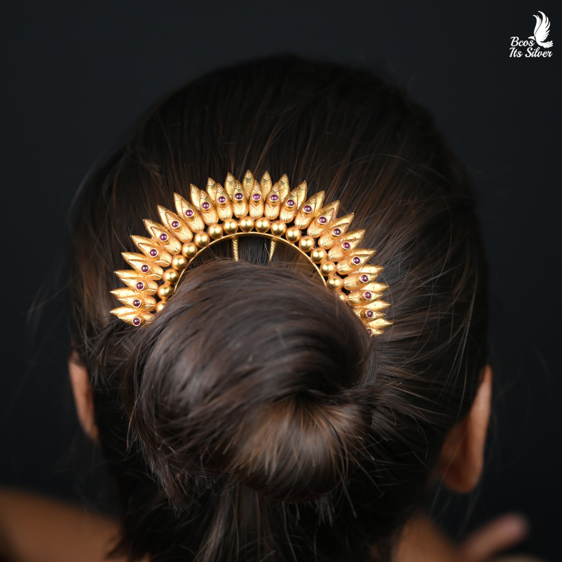 Gold Pleated Hair Brooch - 4506
