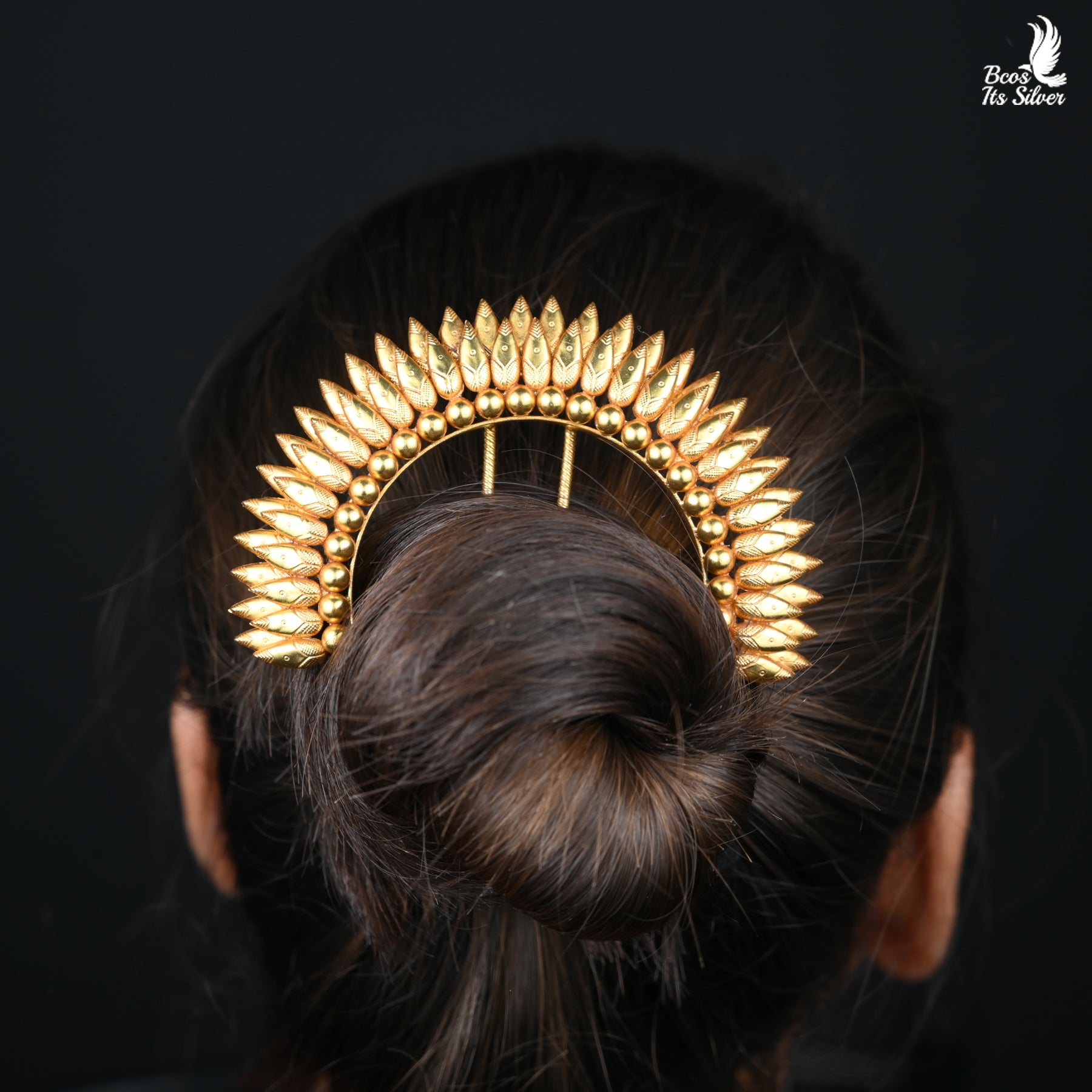 Gold Pleated Hair Brooch - 4505