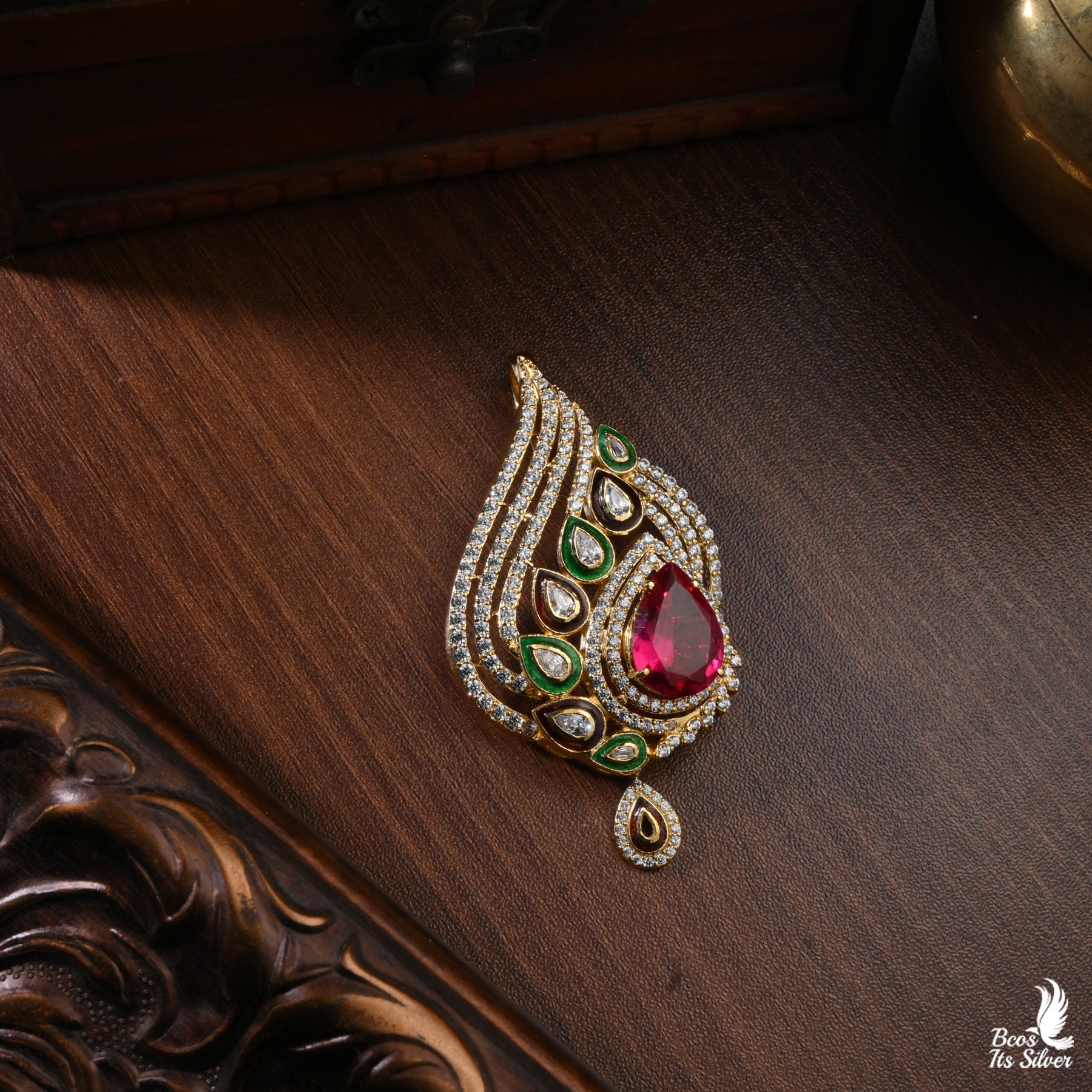 Gold Plated Pendant with Earring - 4007