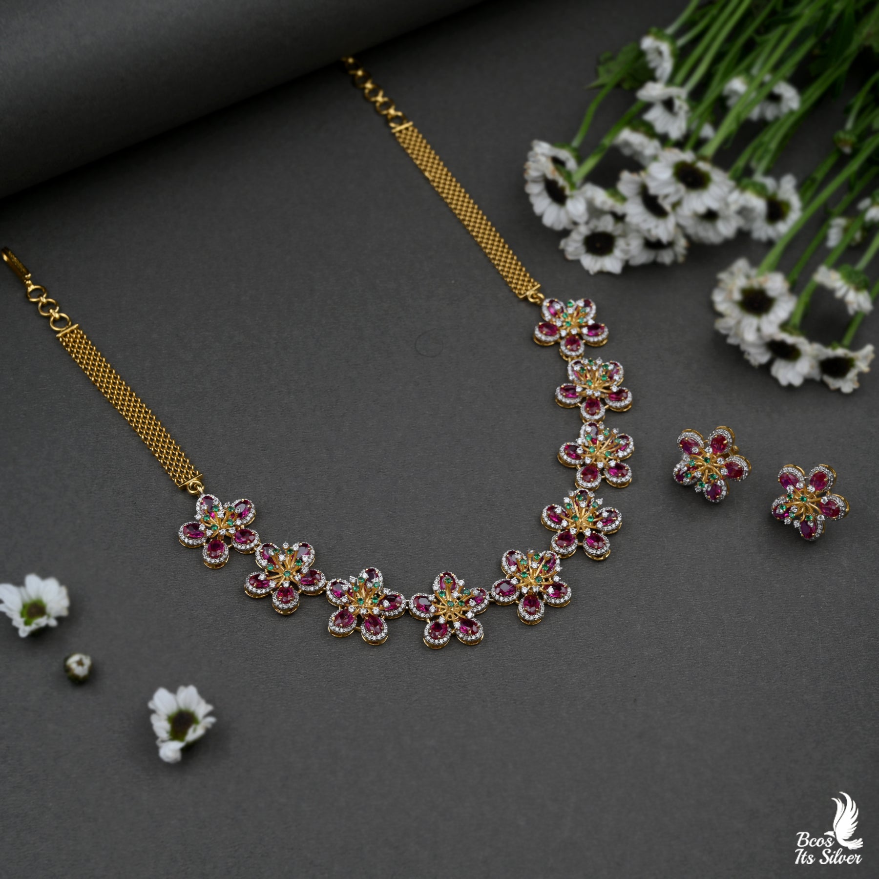 Gold Plated Diamond Look Necklace - 3967