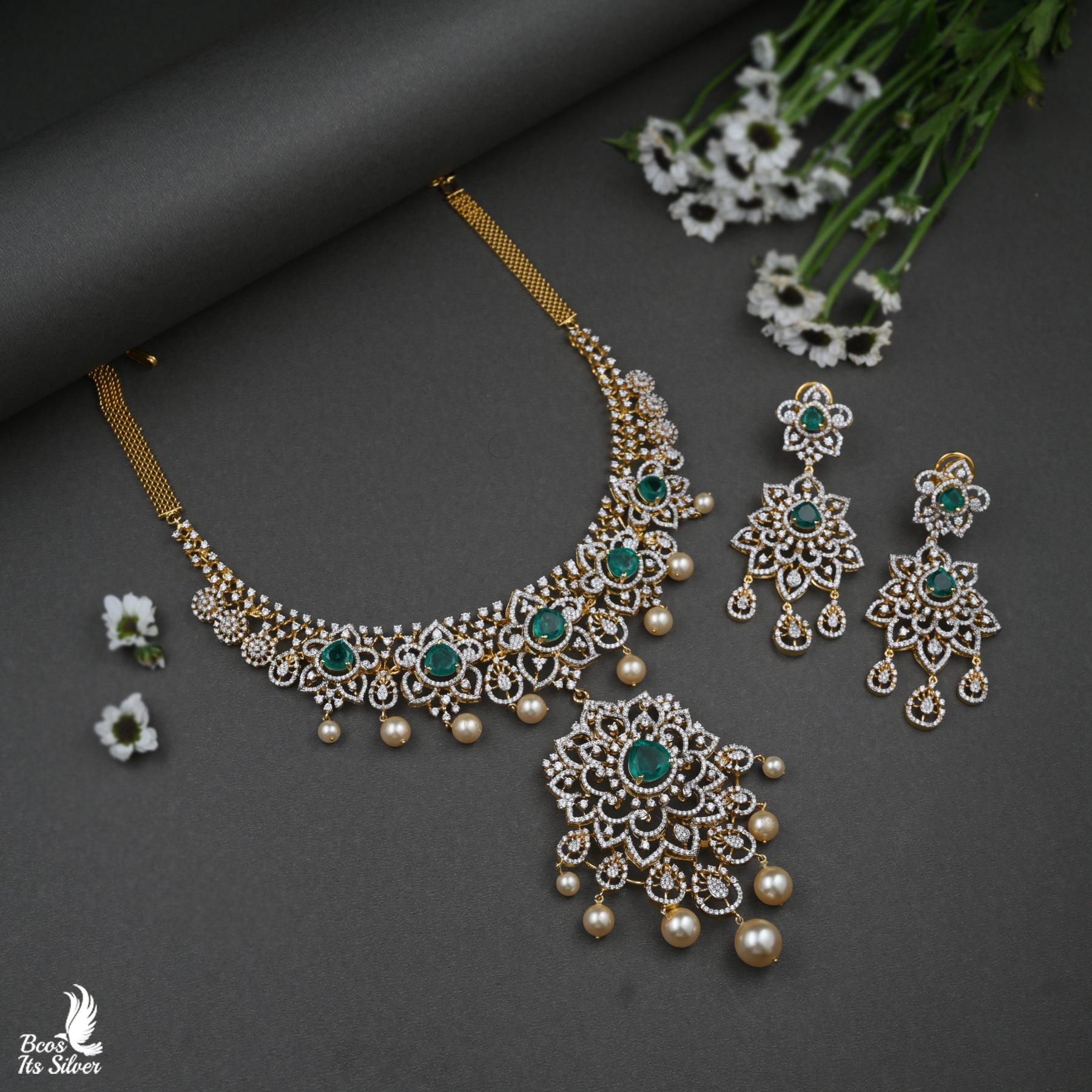 Gold Plated Diamond Look Necklace - 3914