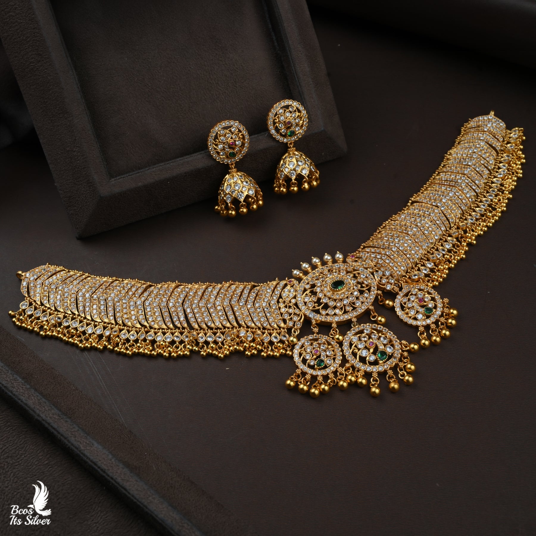 GOLD PLATED NECKLACE WITH EARRING - 5791