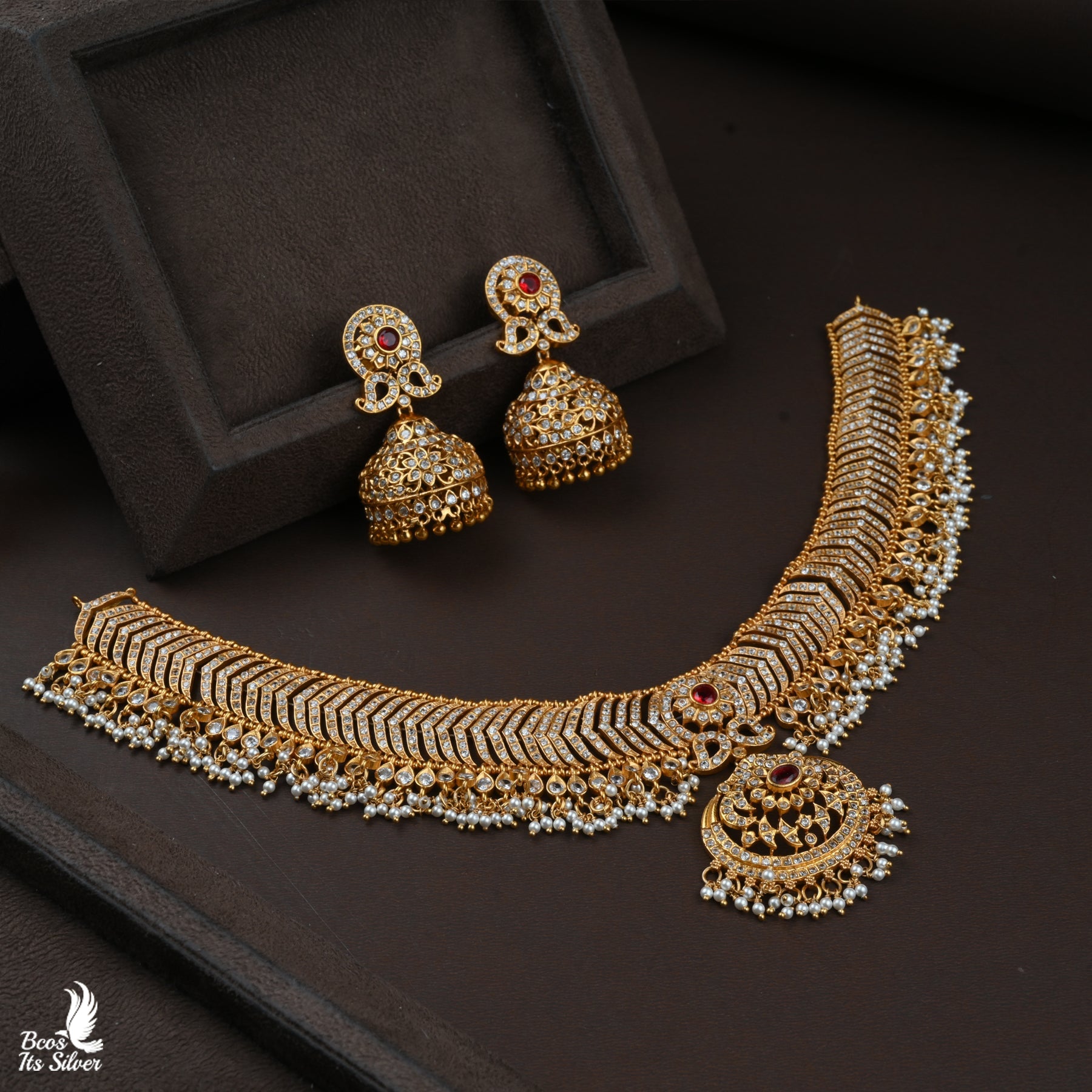 GOLD PLATED NECKLACE WITH EARRING - 5793