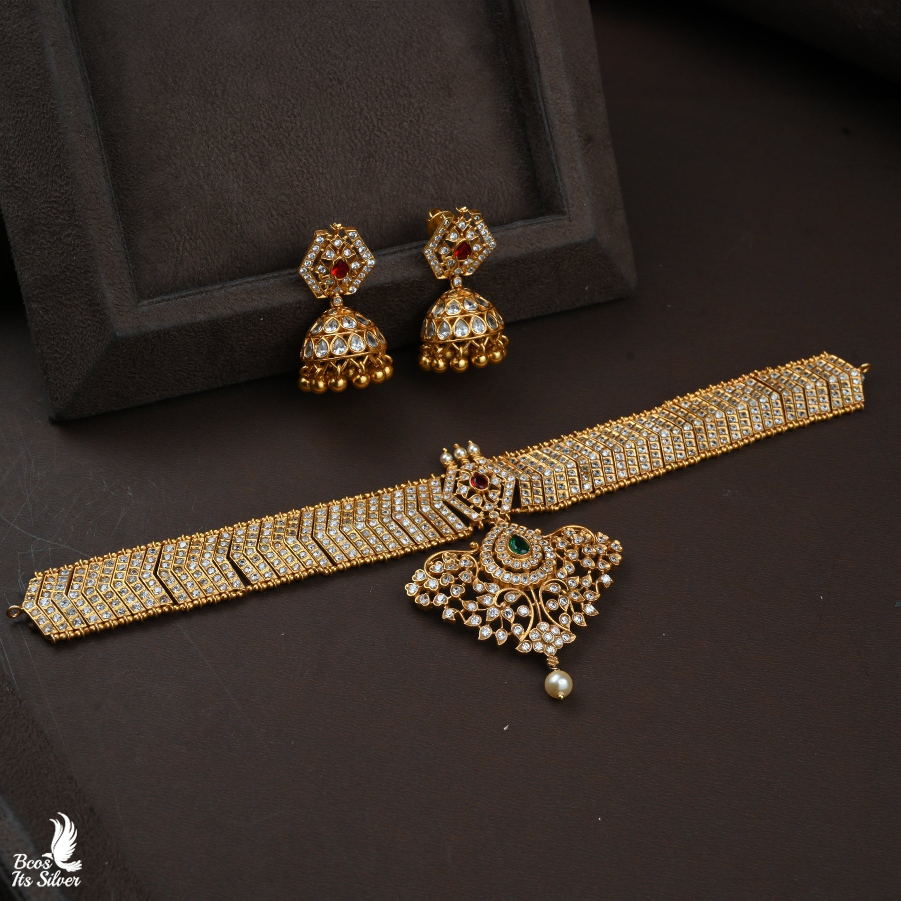 GOLD PLATED NECKLACE WITH EARRING - 5794