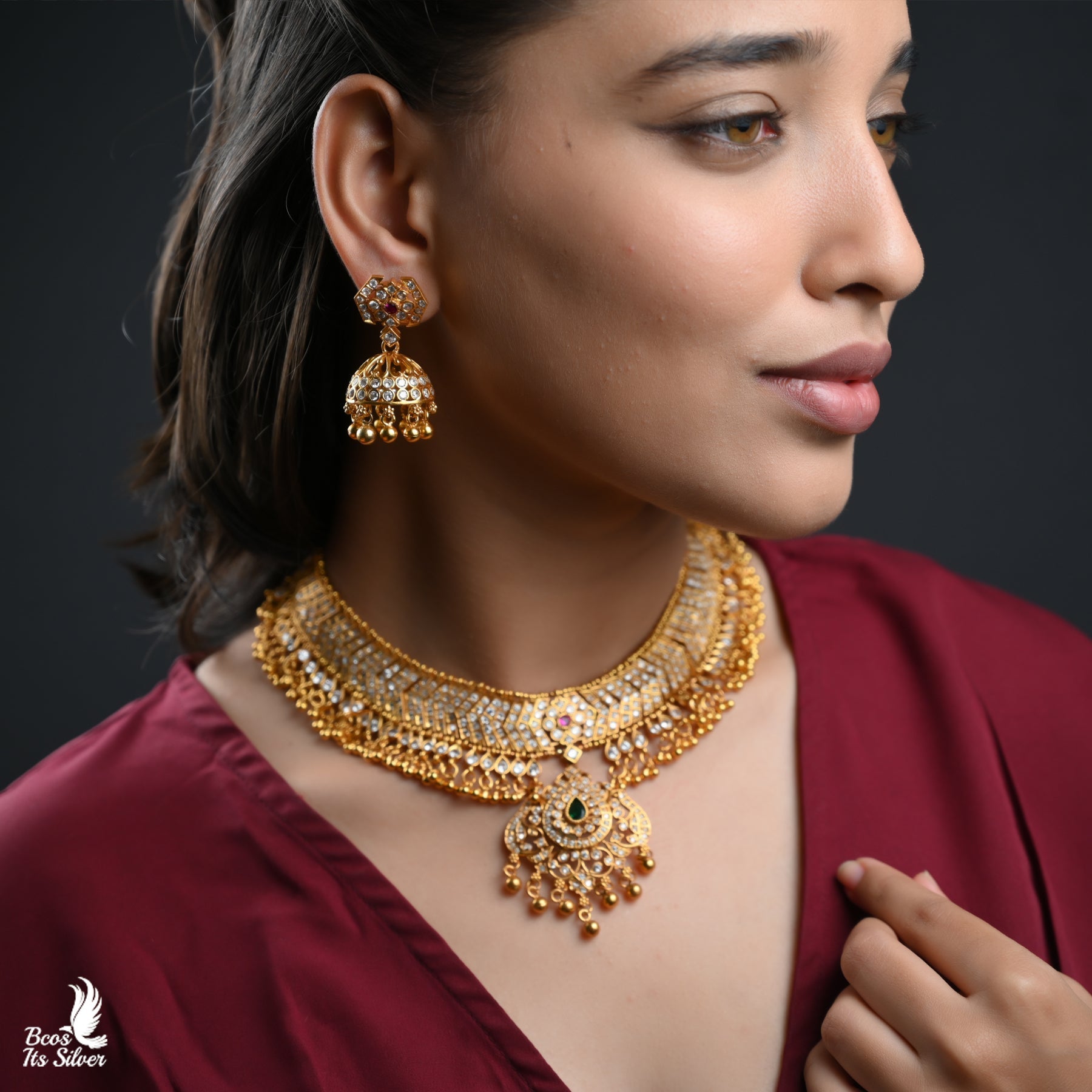 GOLD PLATED NECKLACE WITH EARRING - 5813