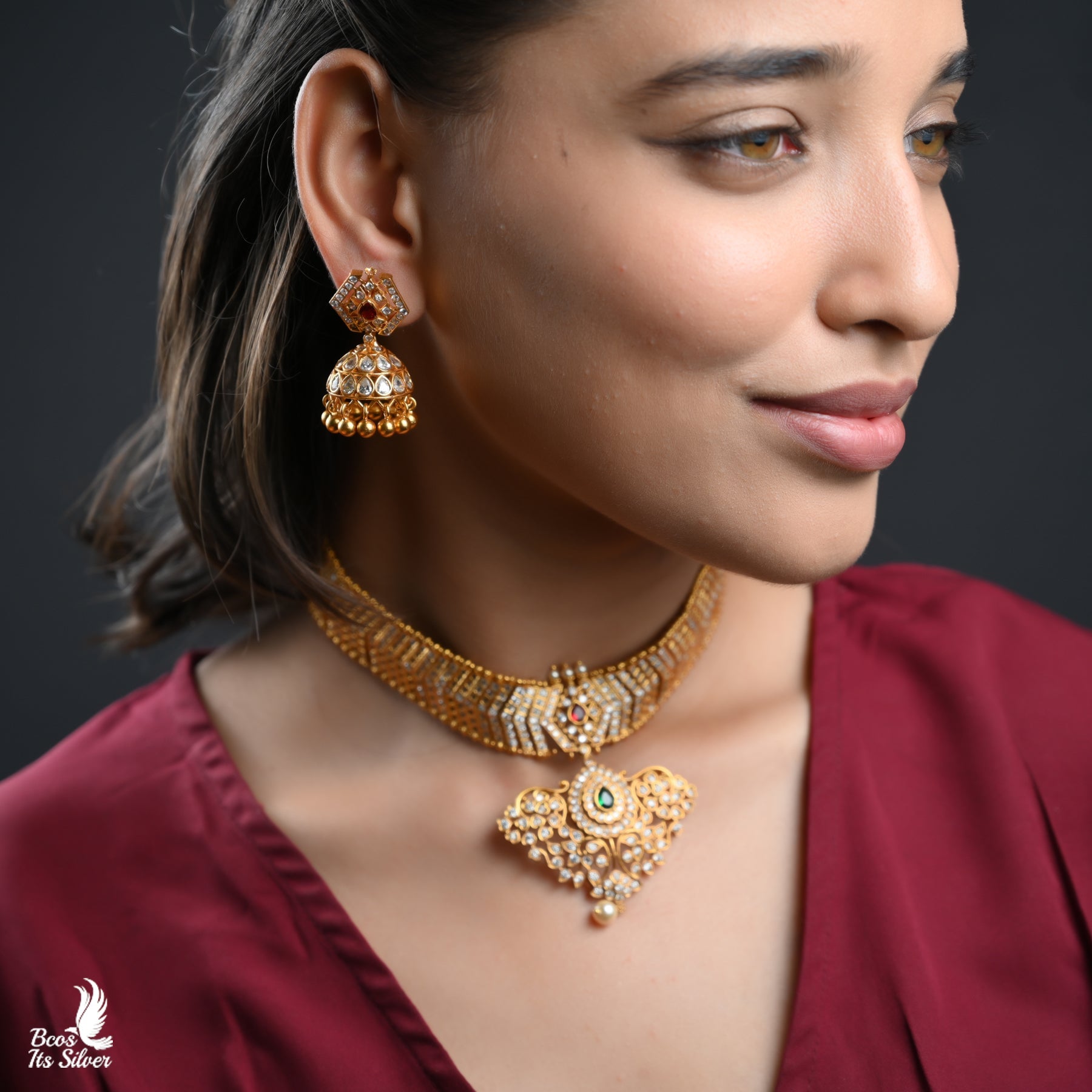 GOLD PLATED NECKLACE WITH EARRING - 5794
