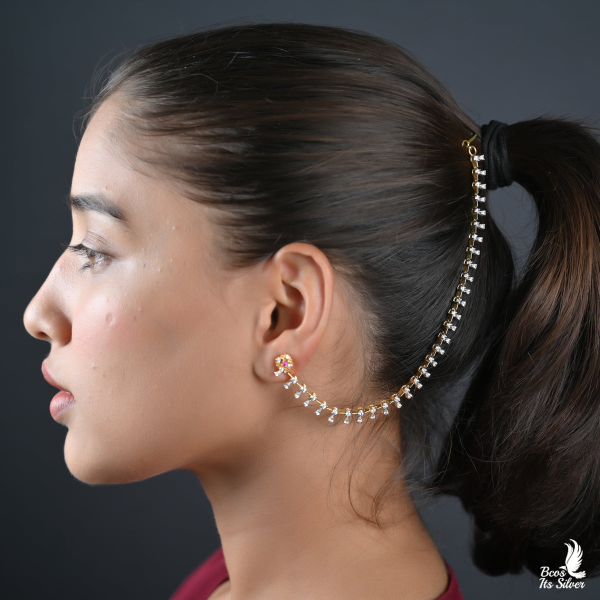 Theia Diamond Look Ear Chain - 3055 - ( MADE TO ORDER )
