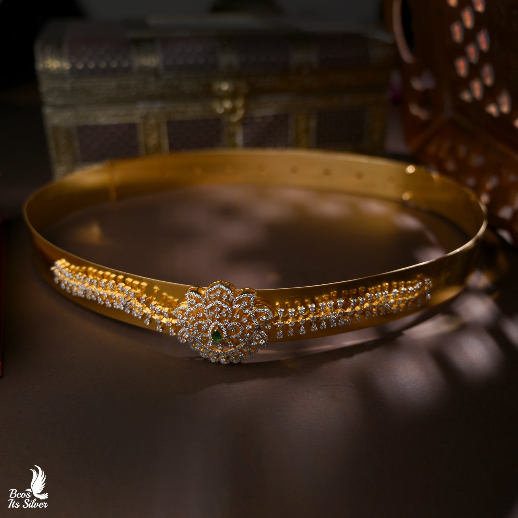 Gold Plated Diamond Look Waist Belt - 4828