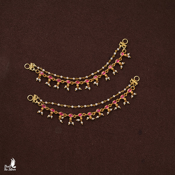 KUNDAN EAR CHAIN -  0416
