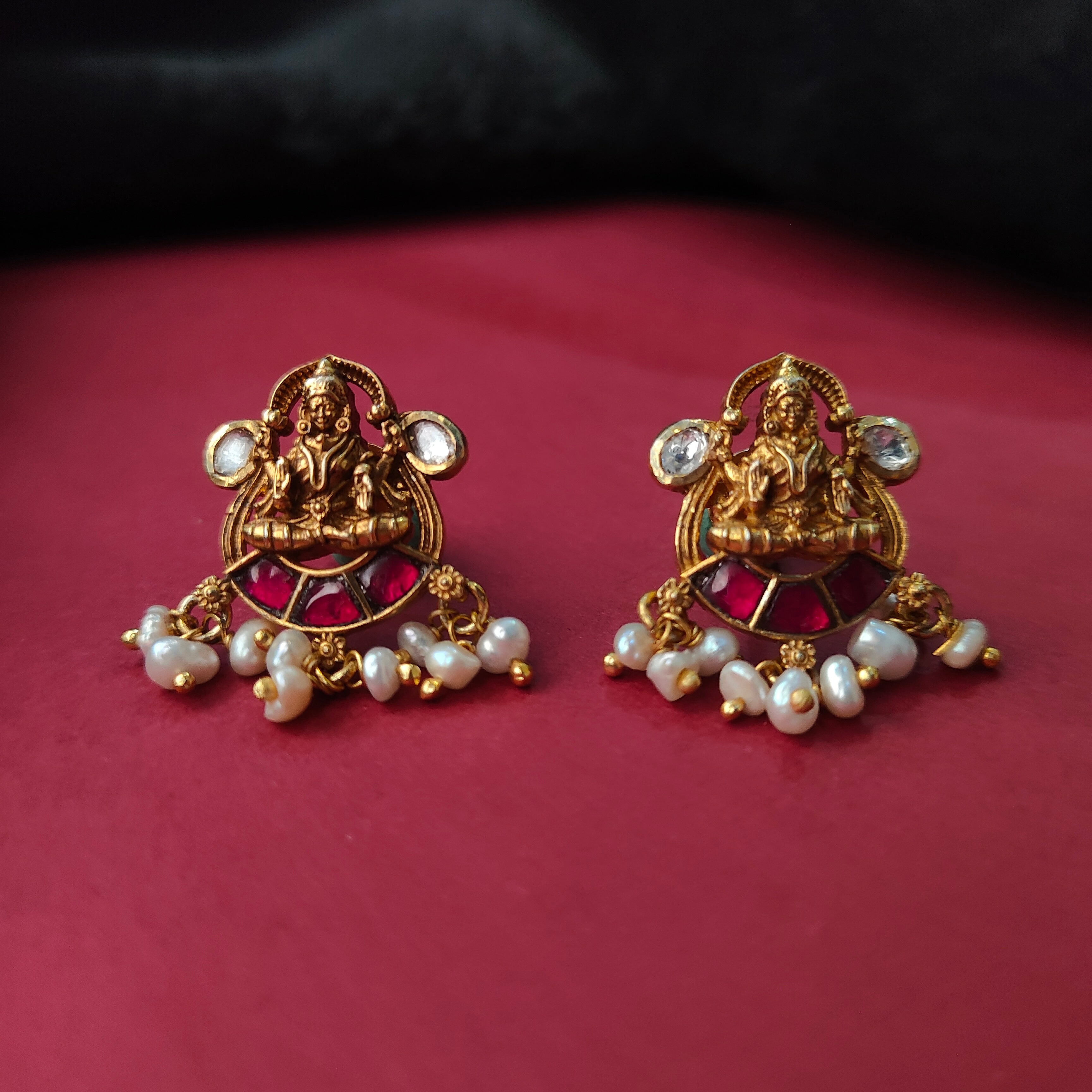 925 Silver Kundan Polki Nakshi Earstud - 5715
