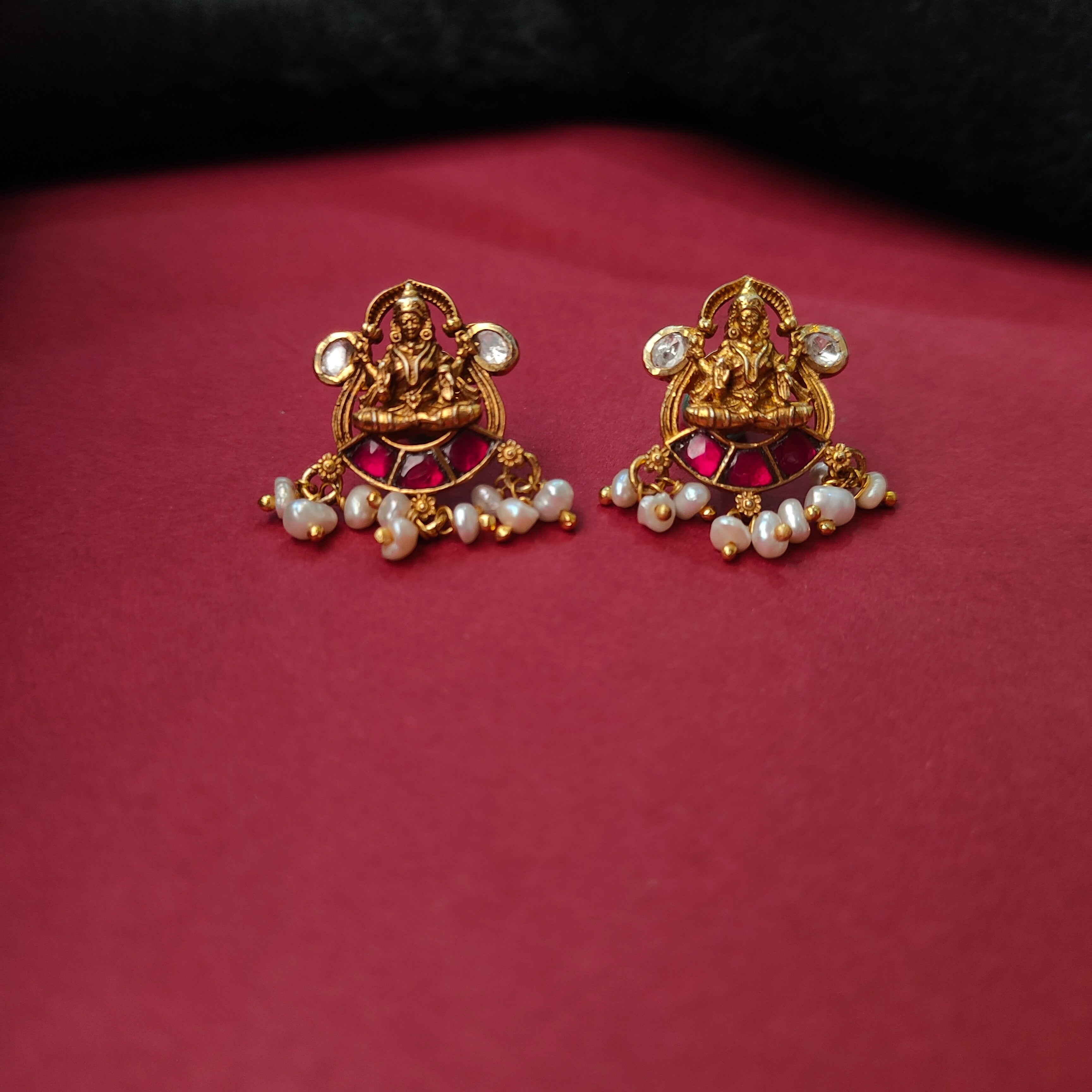 925 Silver Kundan Polki Nakshi Earstud - 5715