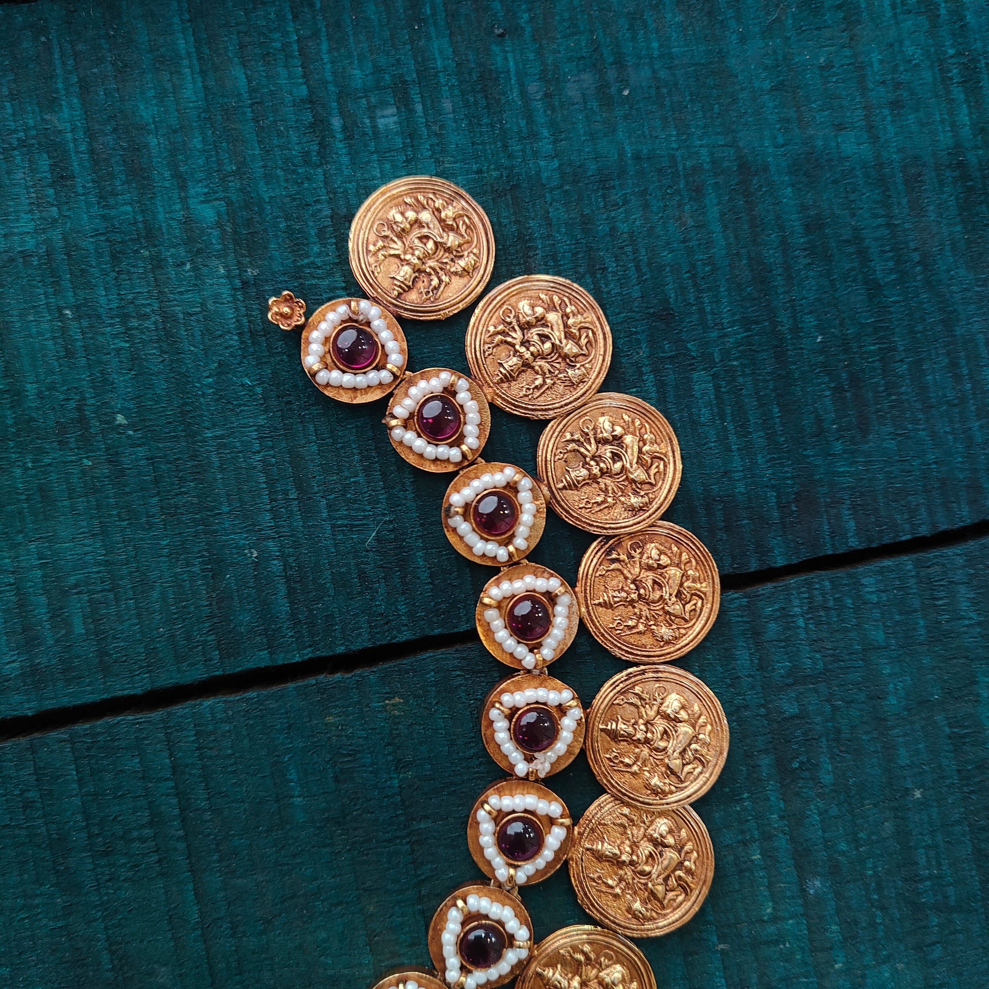 925 Silver Lakshmi Coin Necklace Set -1442