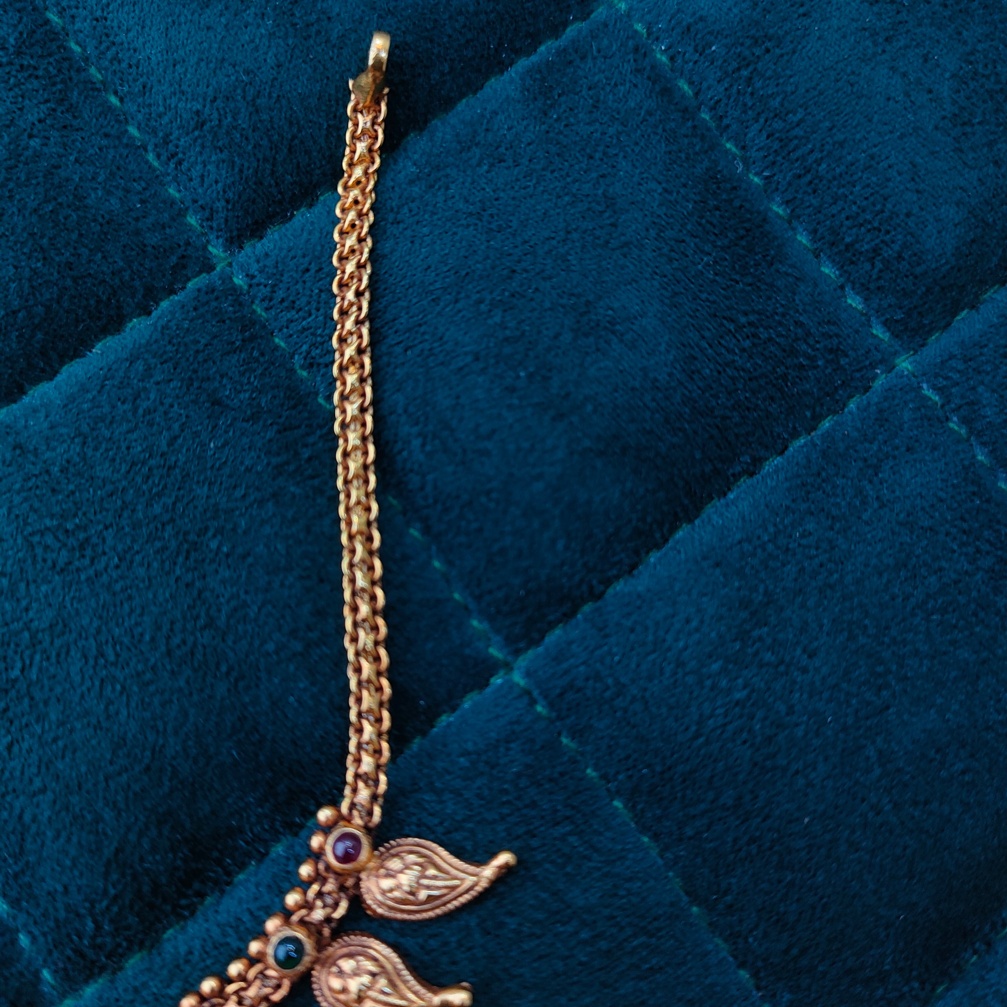 925 Silver Gold Plated Lakshmi Mango Necklace-1371