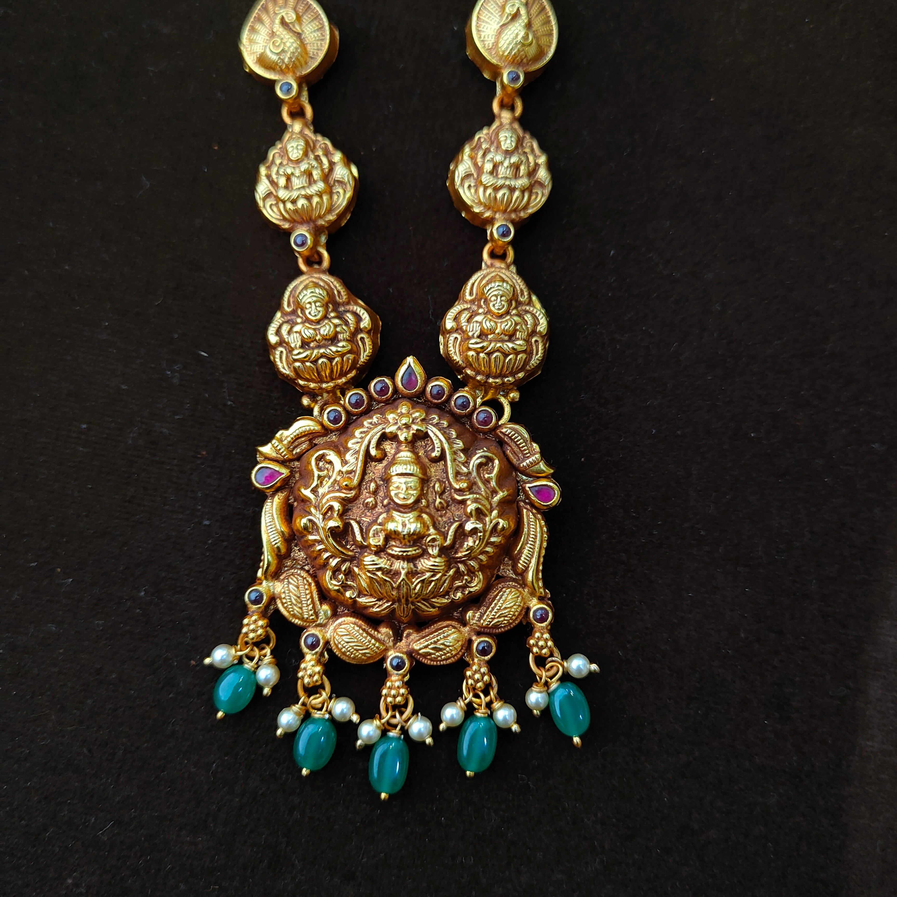 925 Silver Gold Plated Lakshmi Neckpiece -1370