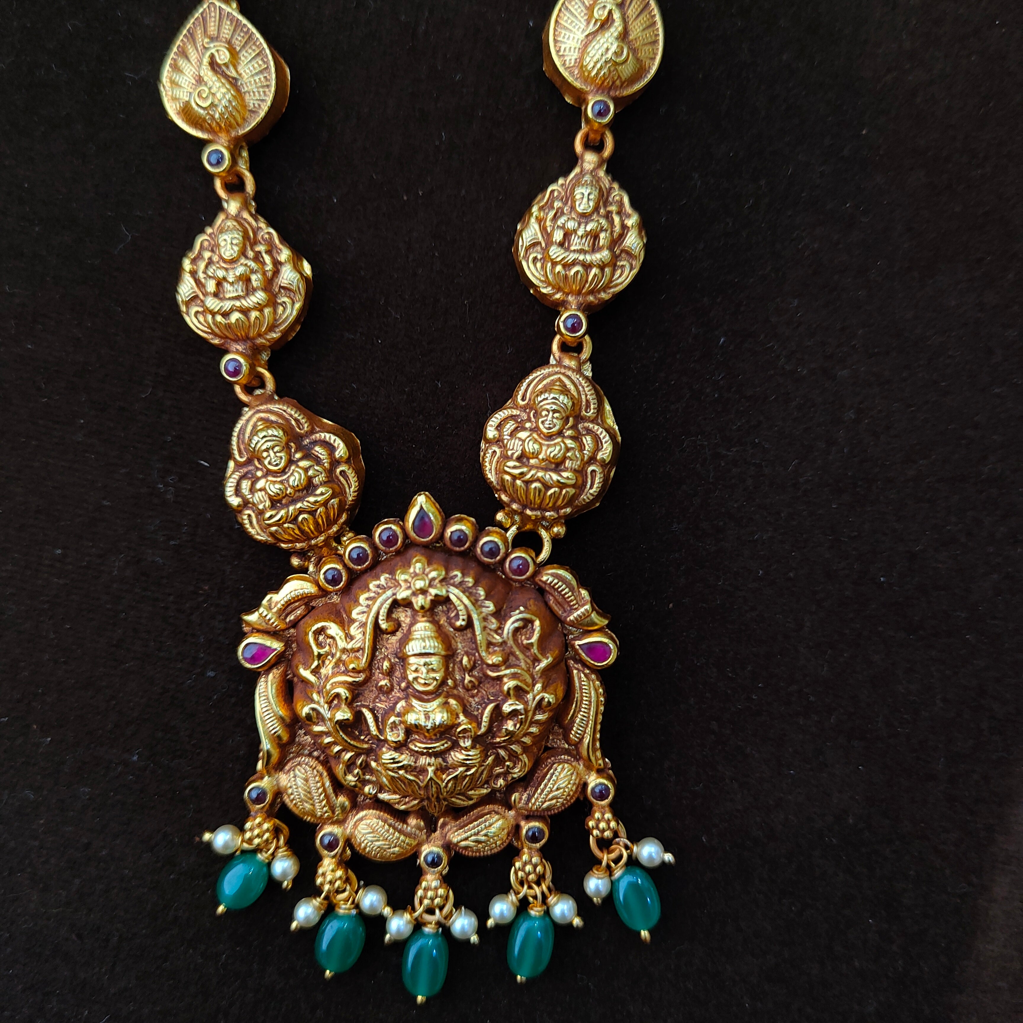 925 Silver Gold Plated Lakshmi Neckpiece -1370