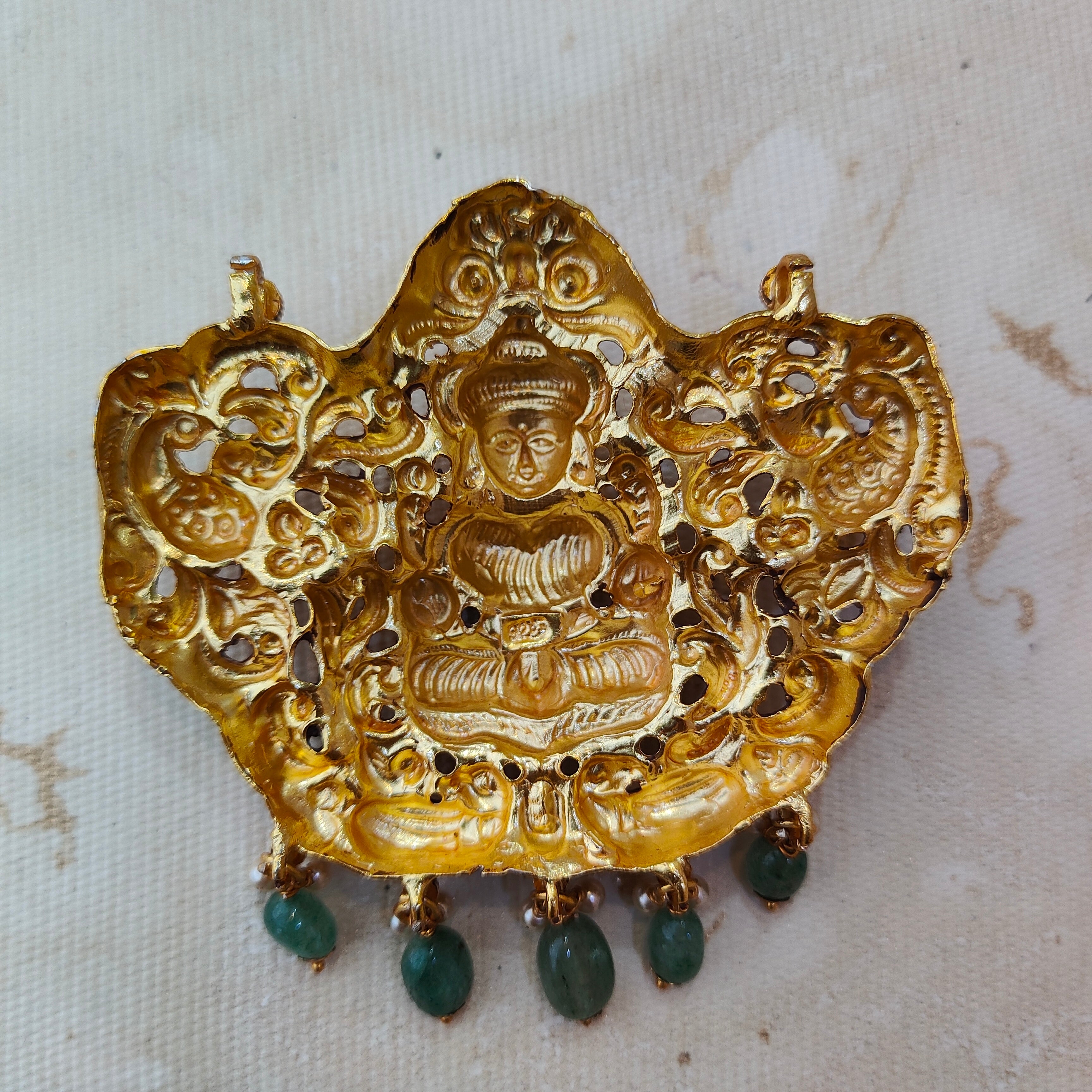 925 Silver Gold plated Lakshmi Pendant-1382