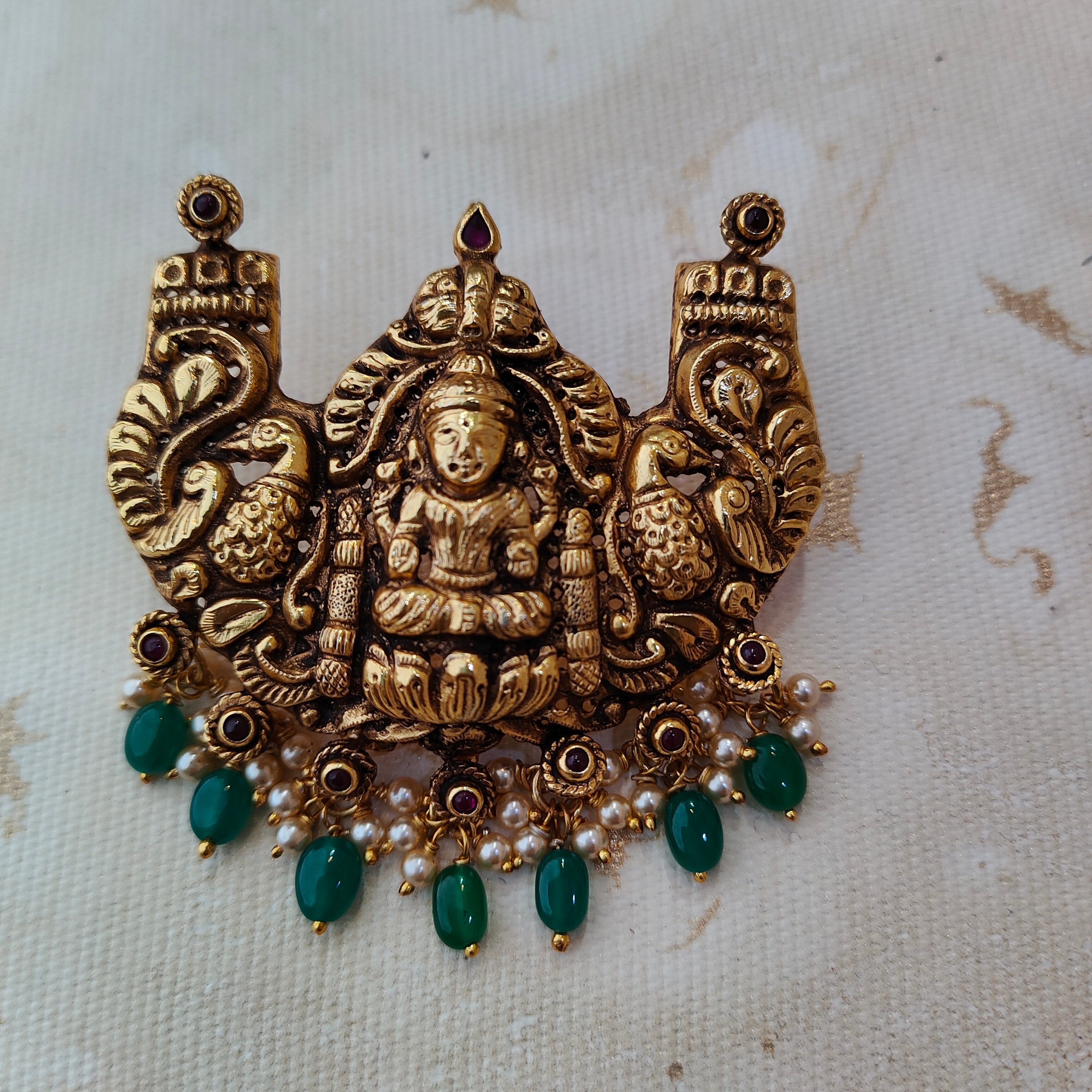 925 Silver Gold plated Lakshmi Pendant-1380