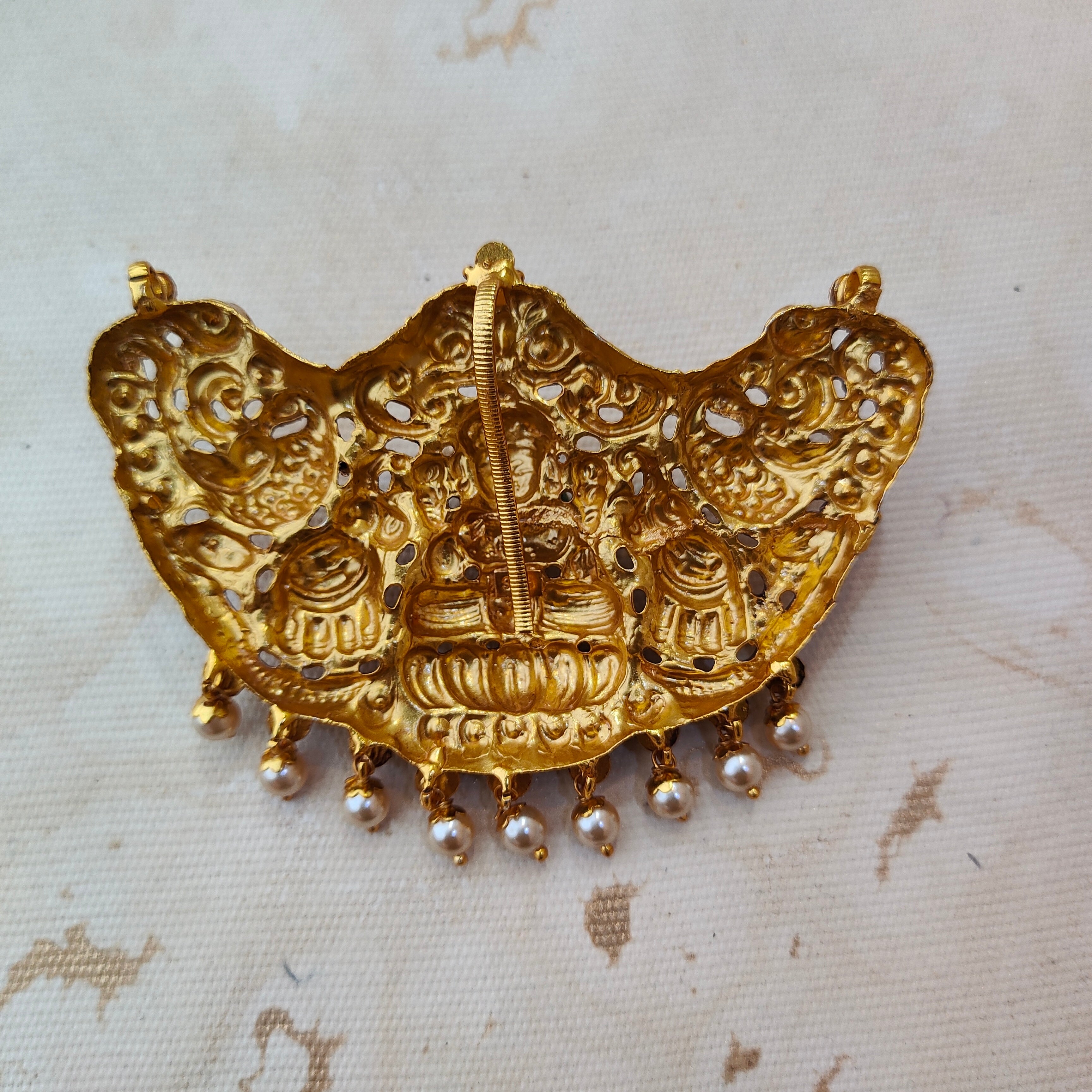 925 Silver Gold plated Lakshmi Pendant-1381