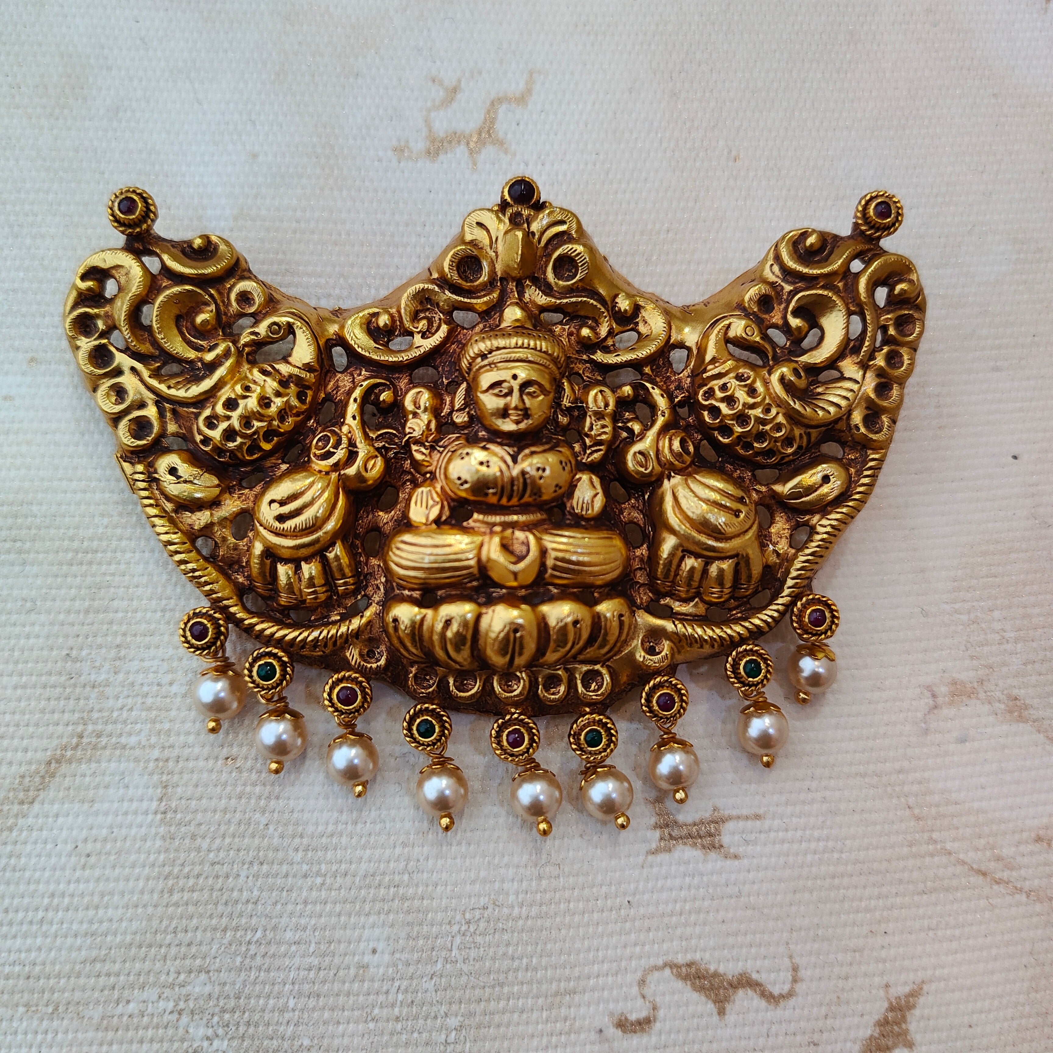 925 Silver Gold plated Lakshmi Pendant-1381