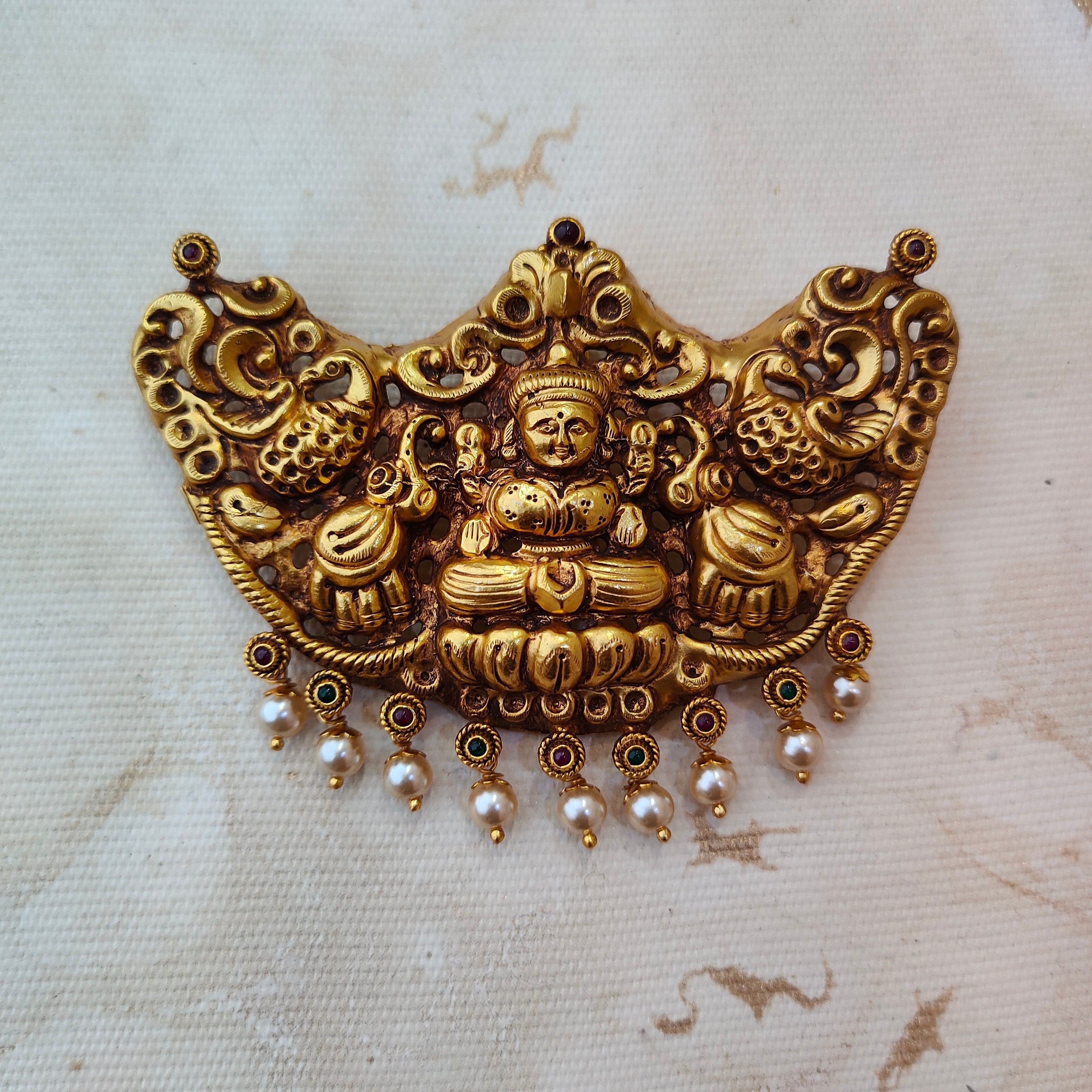925 Silver Gold plated Lakshmi Pendant-1381