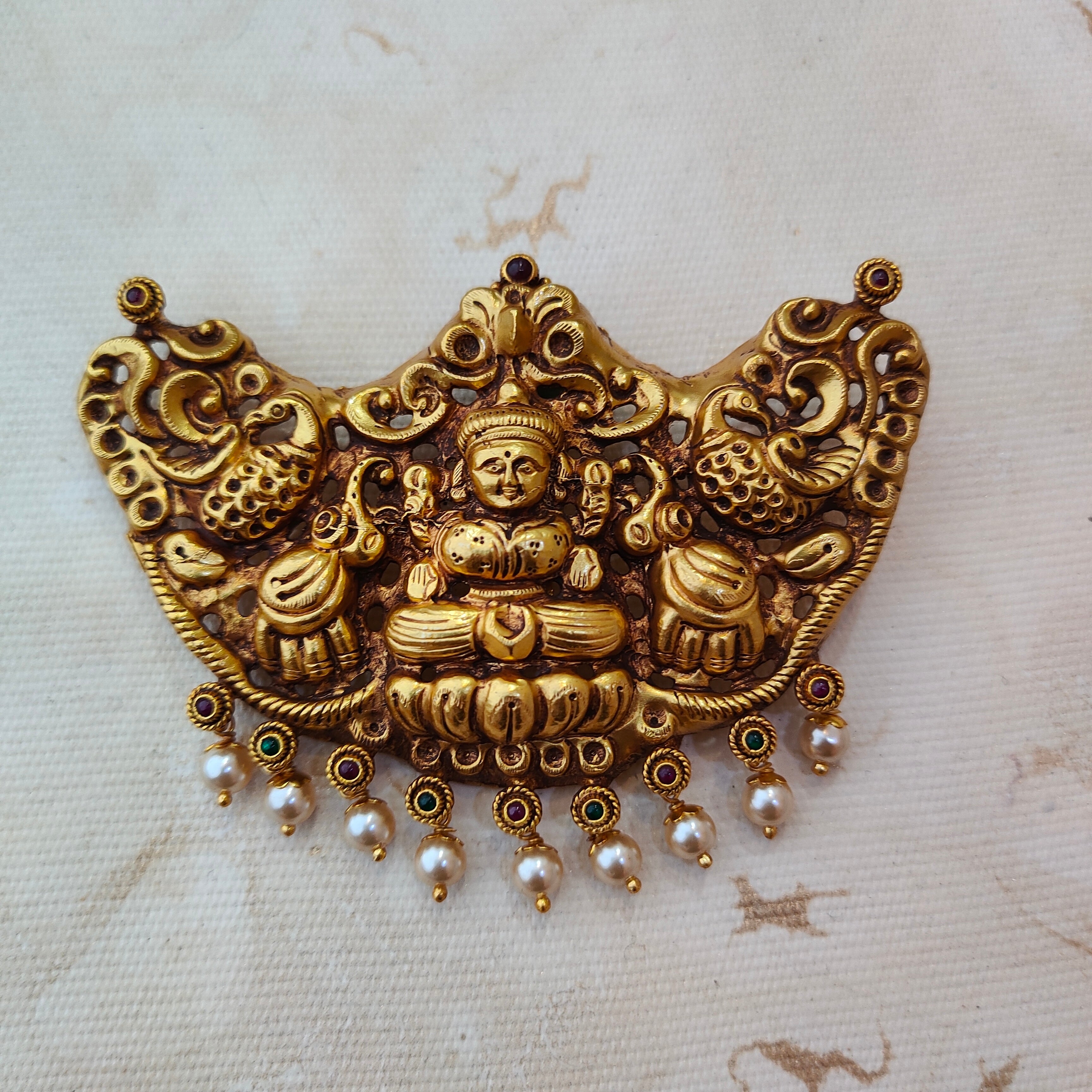 925 Silver Gold plated Lakshmi Pendant-1381