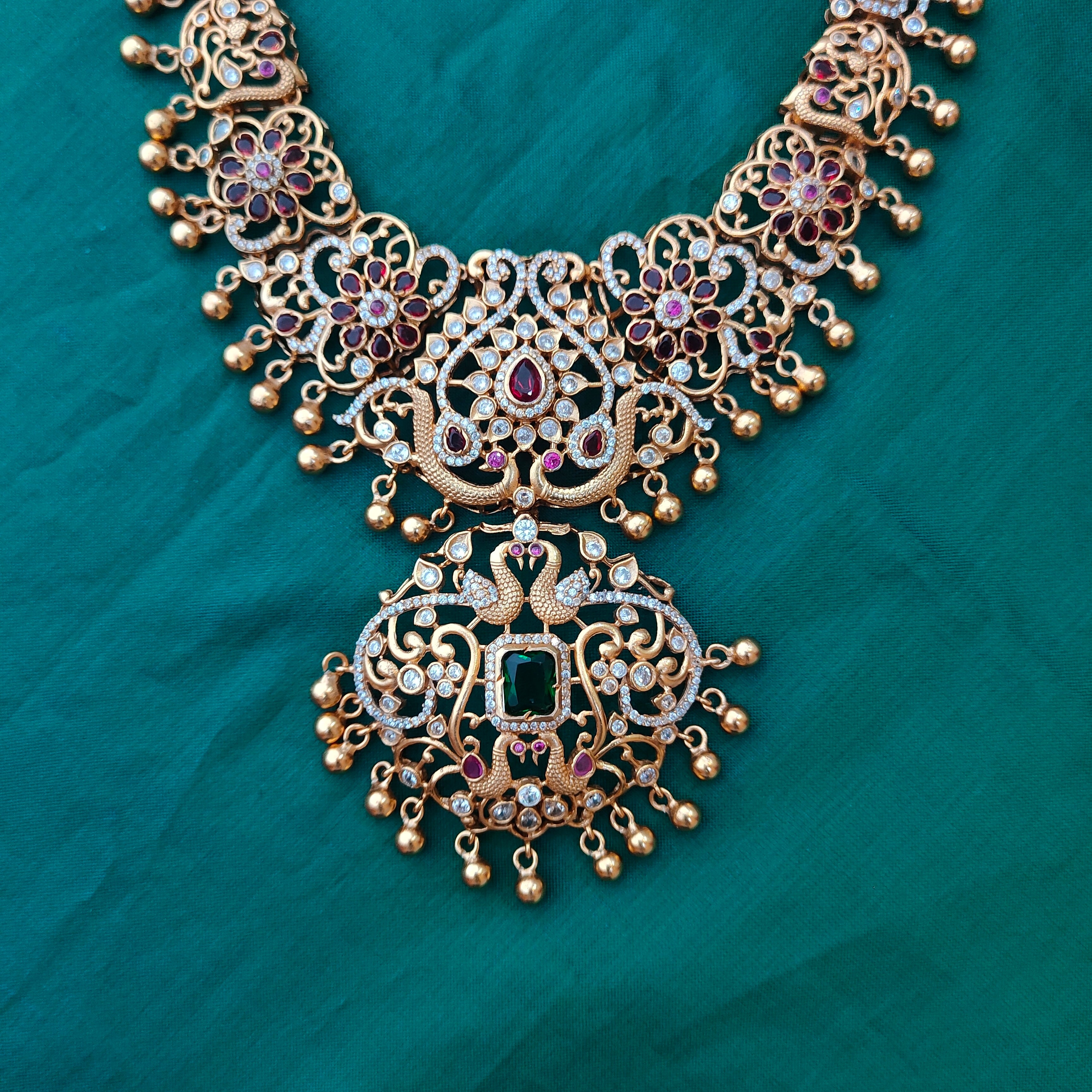 925 Silver Long Necklace with Earring-1347