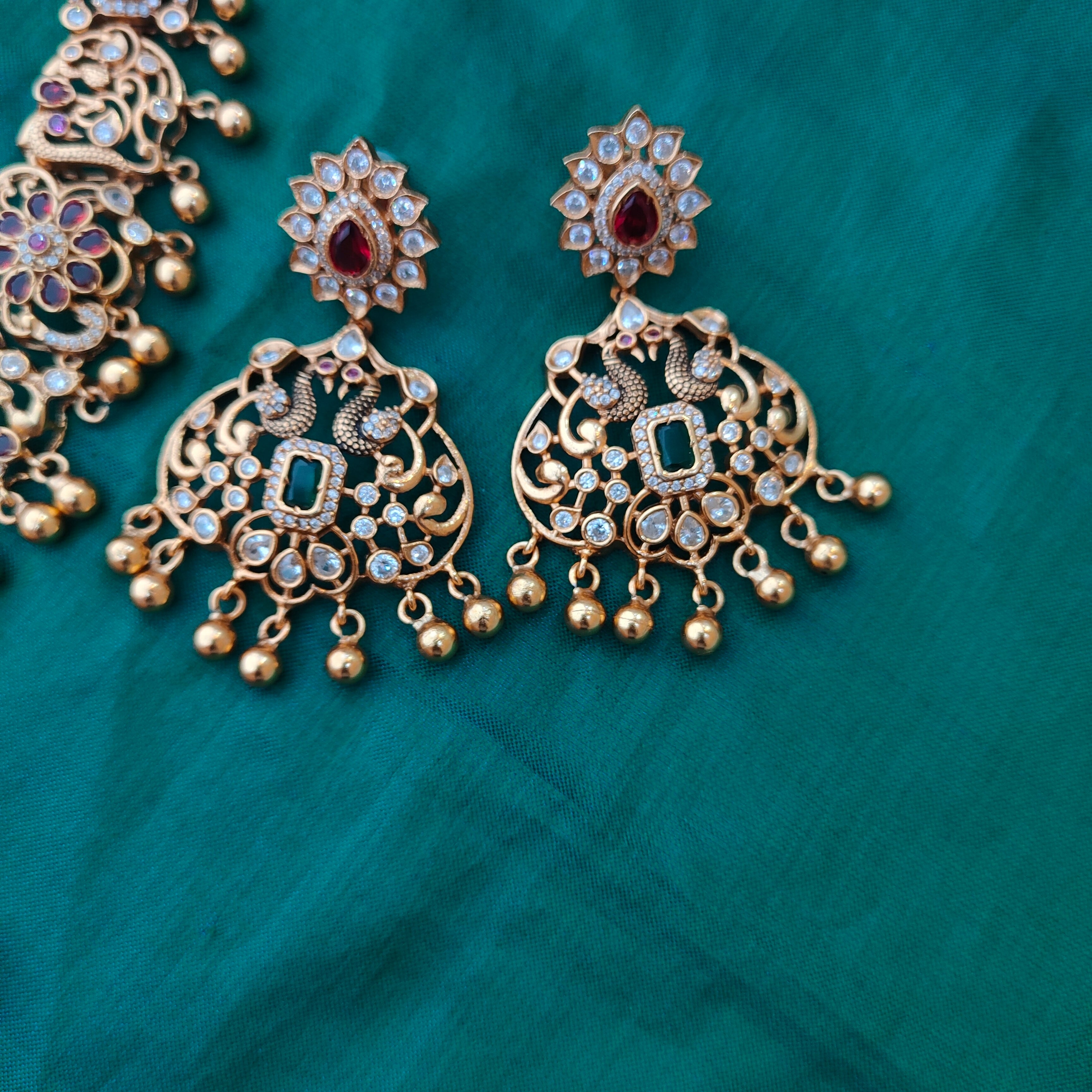 925 Silver Long Necklace with Earring-1347