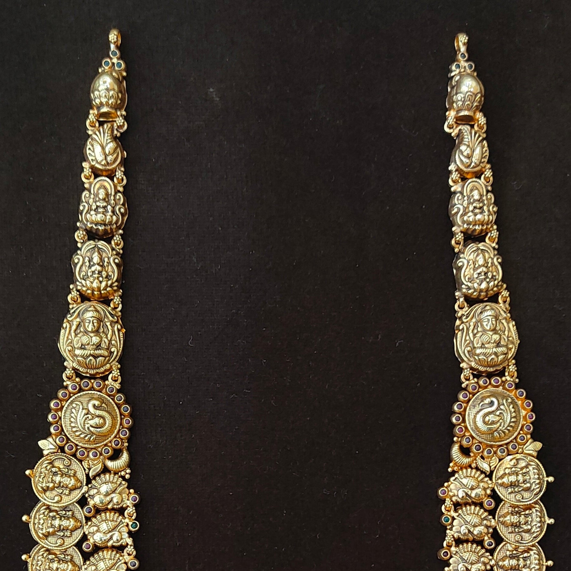 925 Silver Gold Plated Nakshi Coin Haram-1397